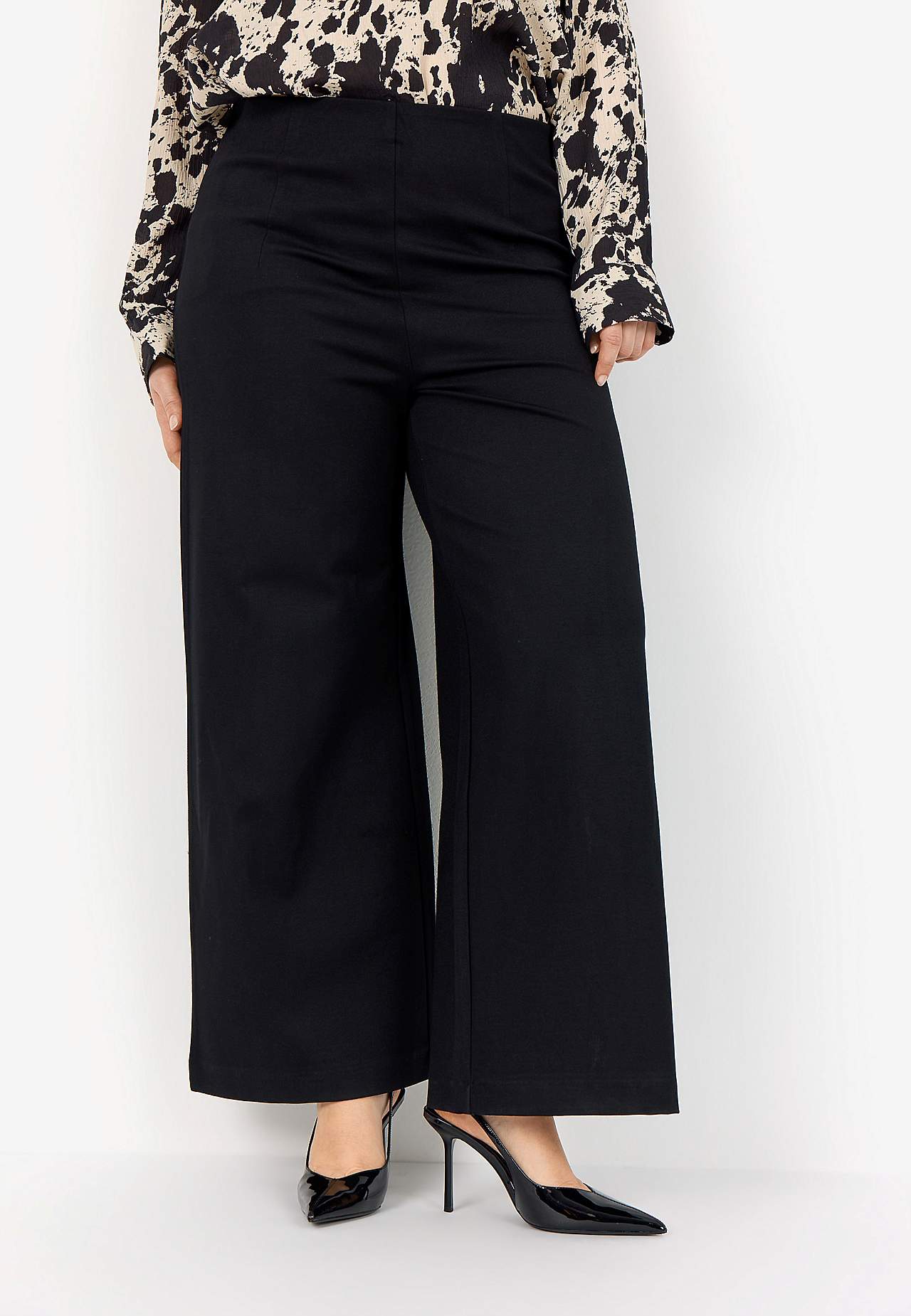 Elastiske, elegante bukser med bredt ben