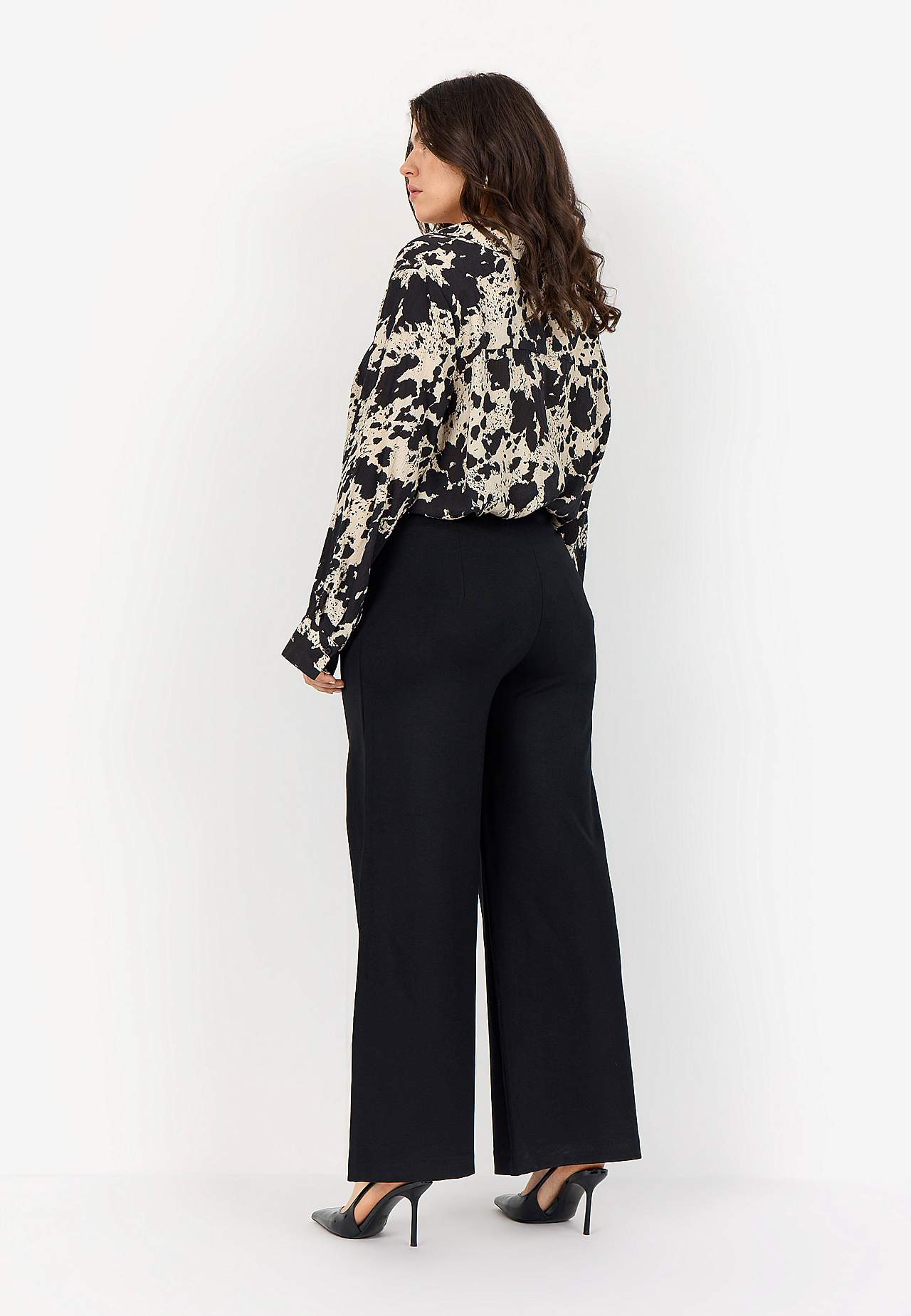 Elastiske, elegante bukser med bredt ben