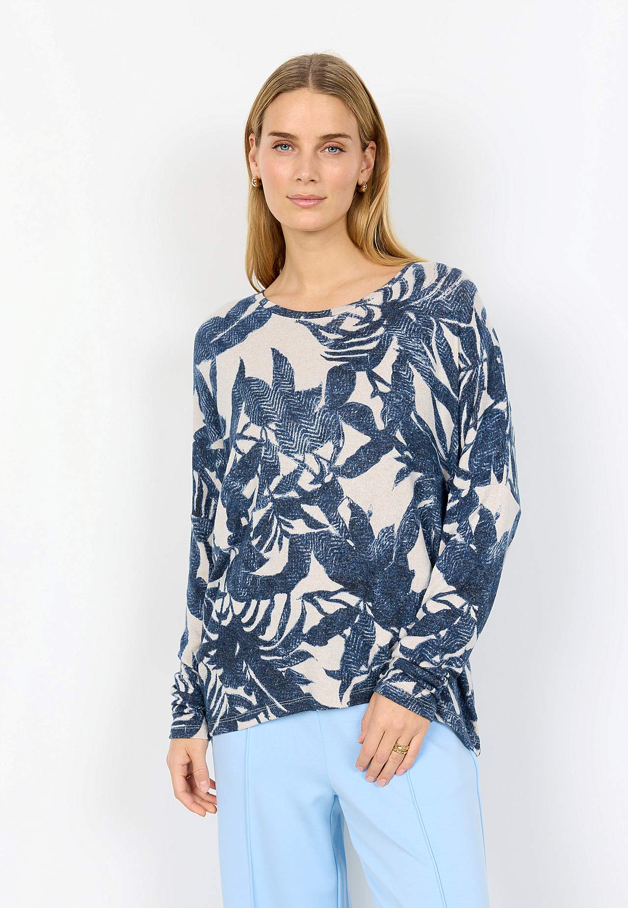 Ultrablød, mønstret jerseytop