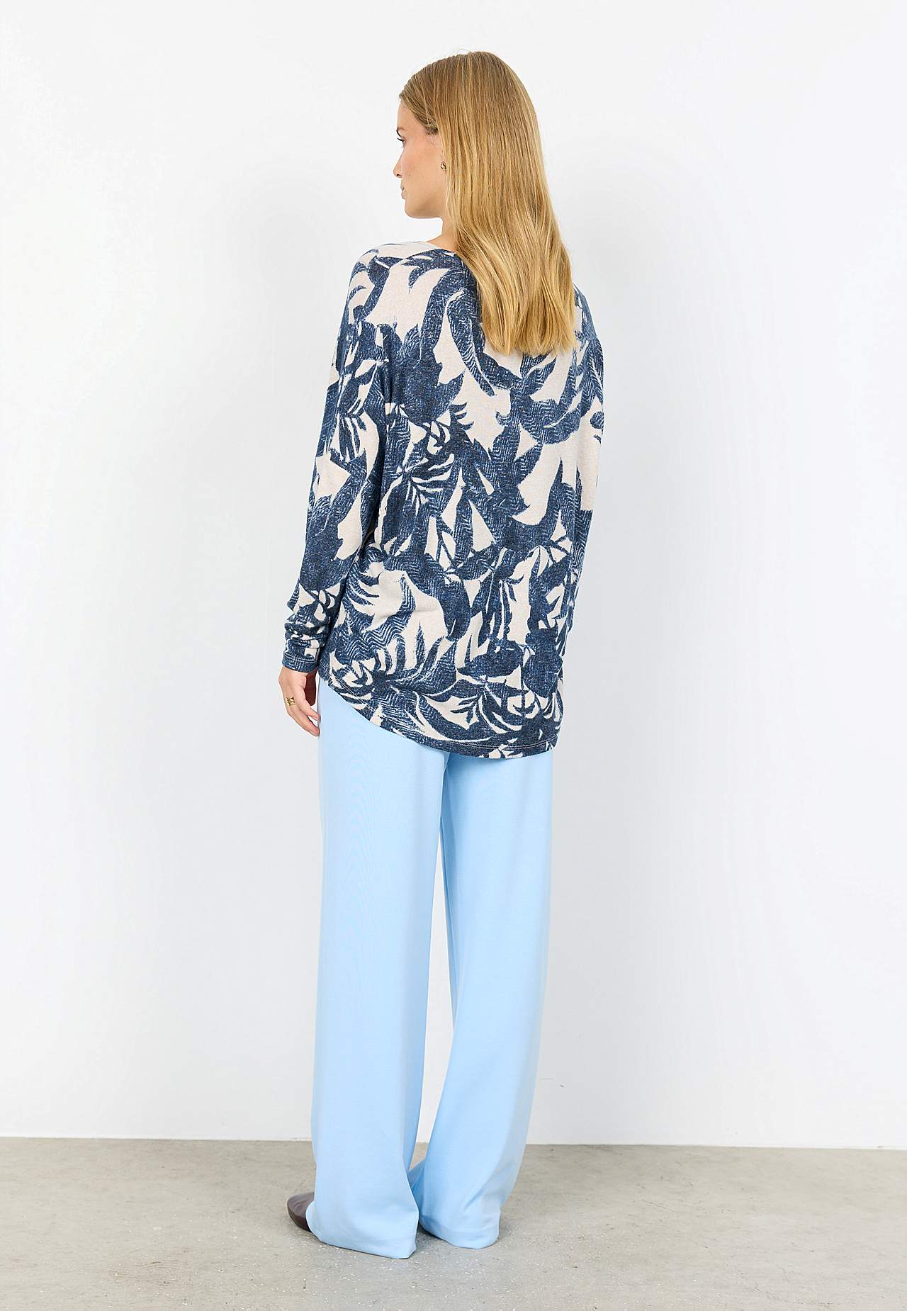 Ultrablød, mønstret jerseytop