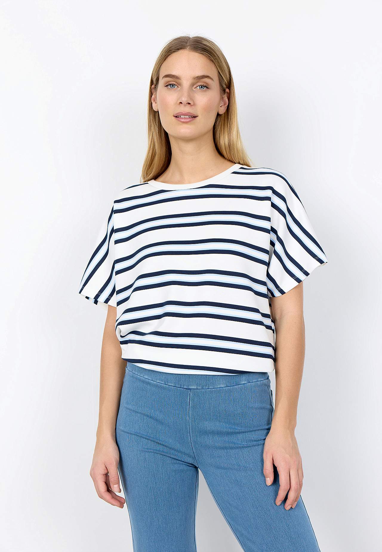 Superblød, stribet jerseytop i modalmiks