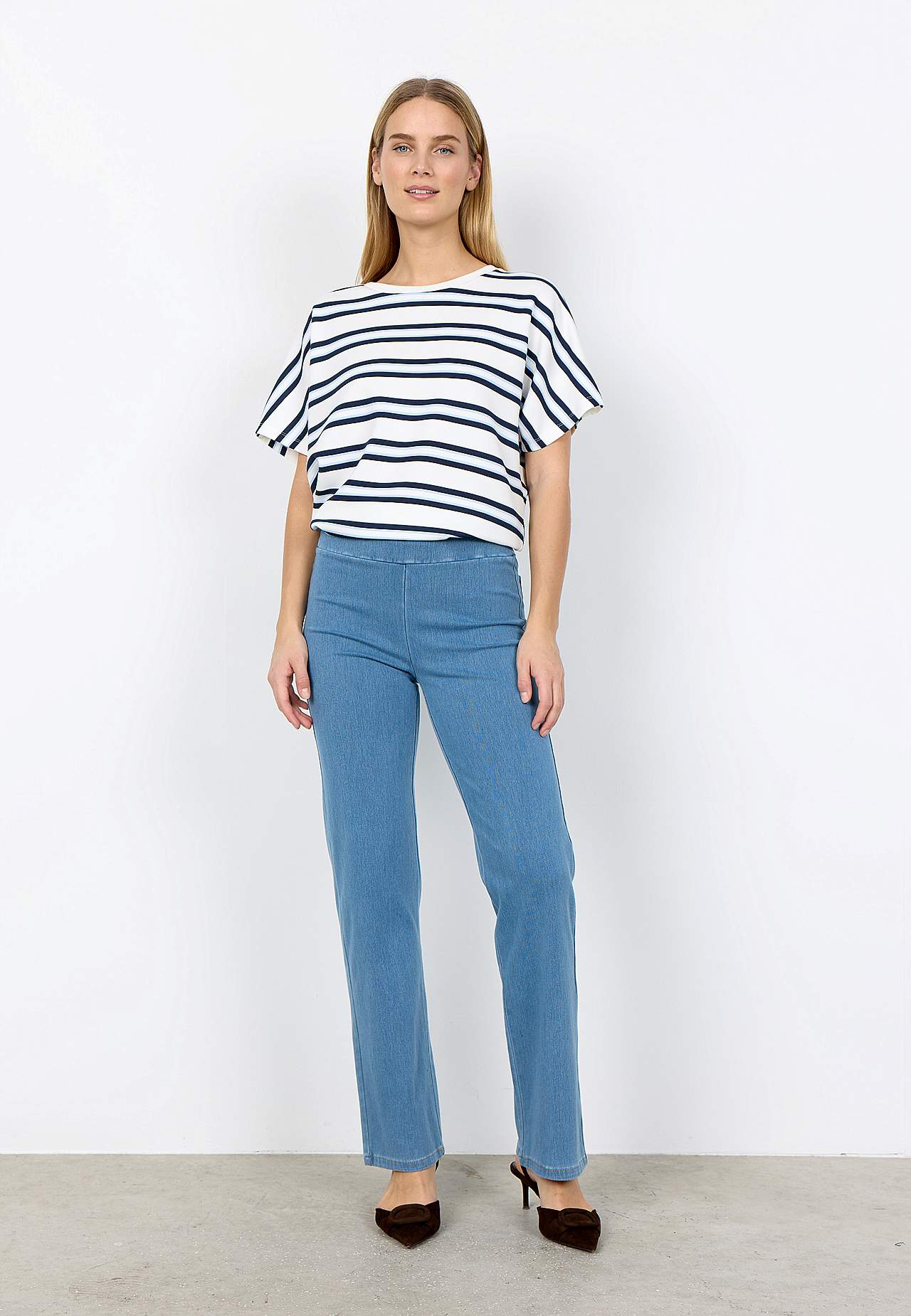 Superblød, stribet jerseytop i modalmiks