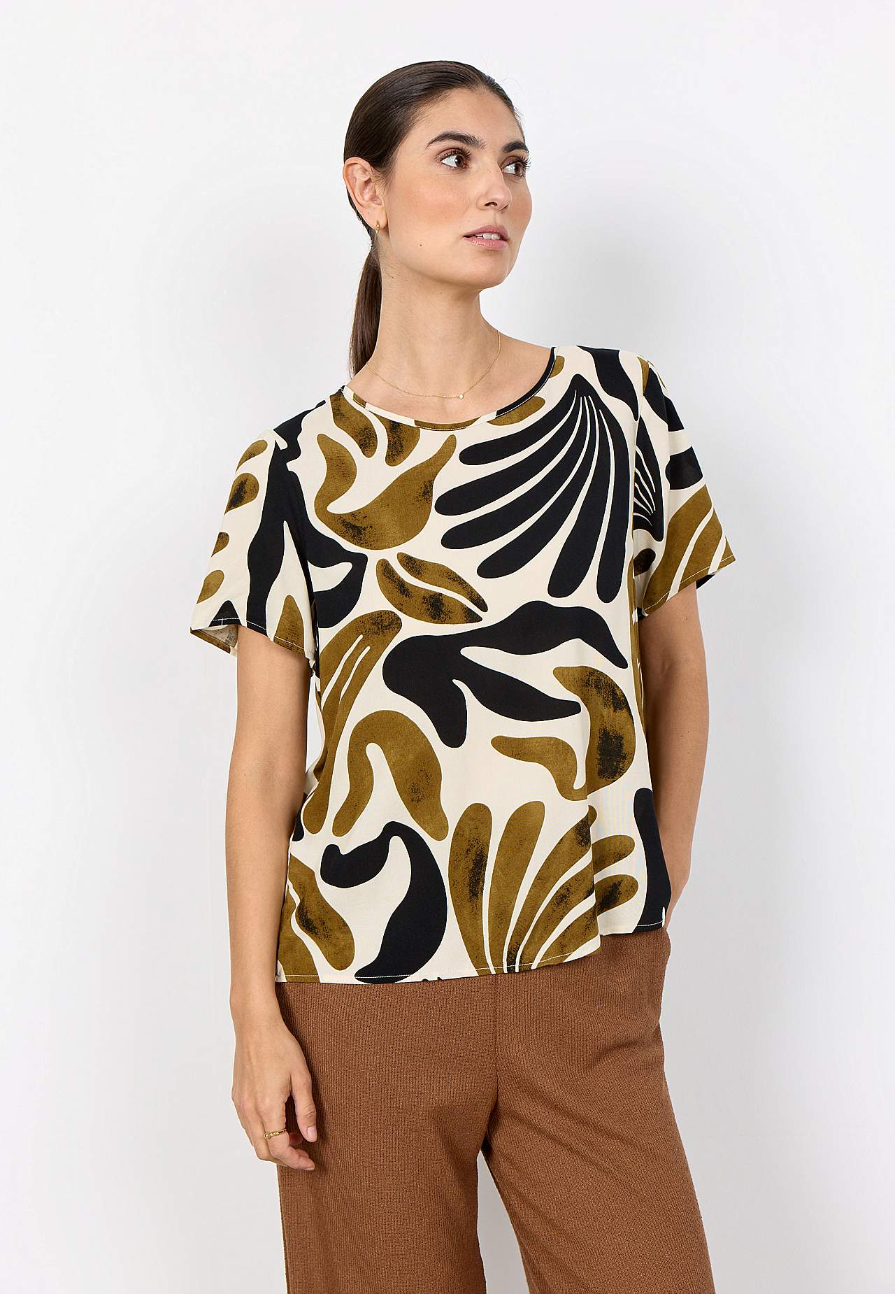 Vævet, mønstret viskosebluse