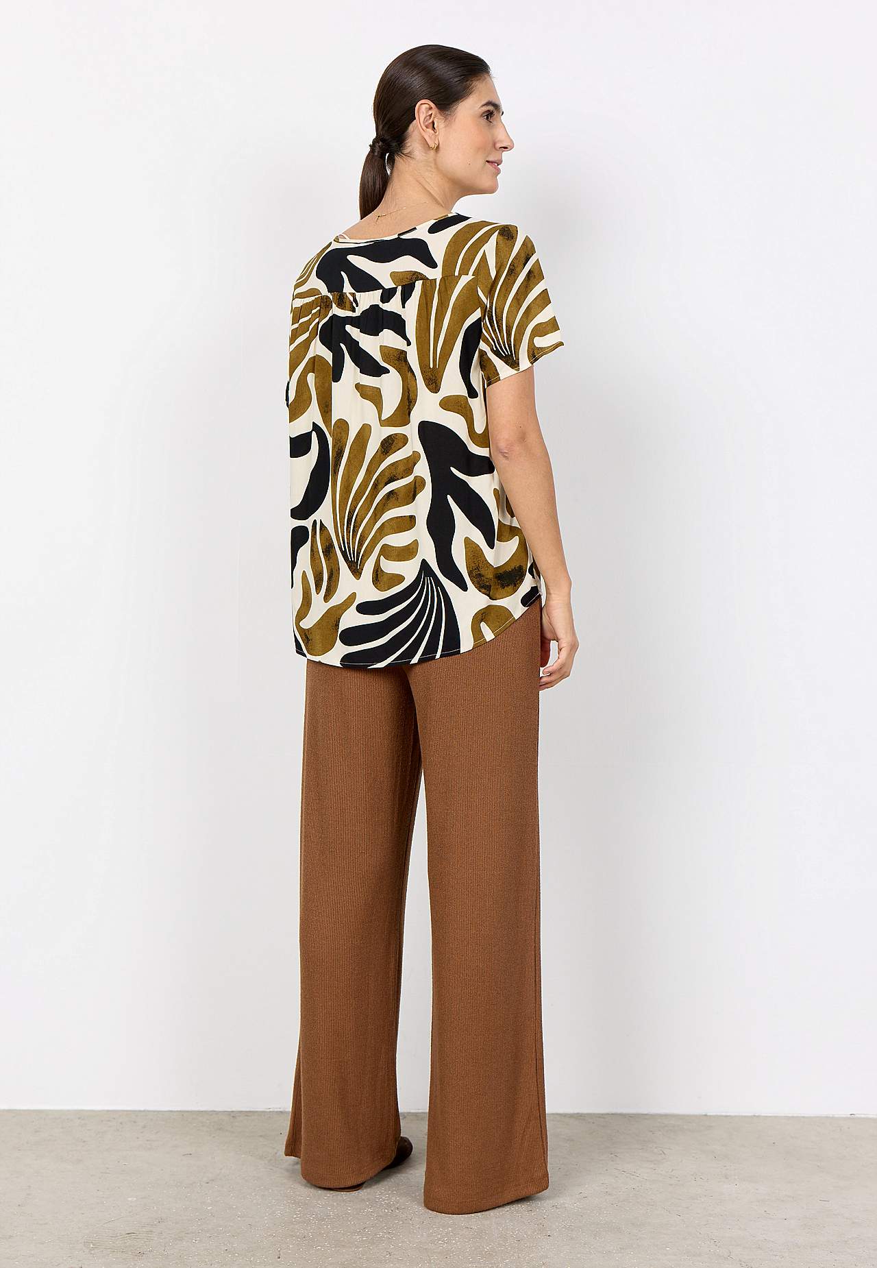 Vævet, mønstret viskosebluse