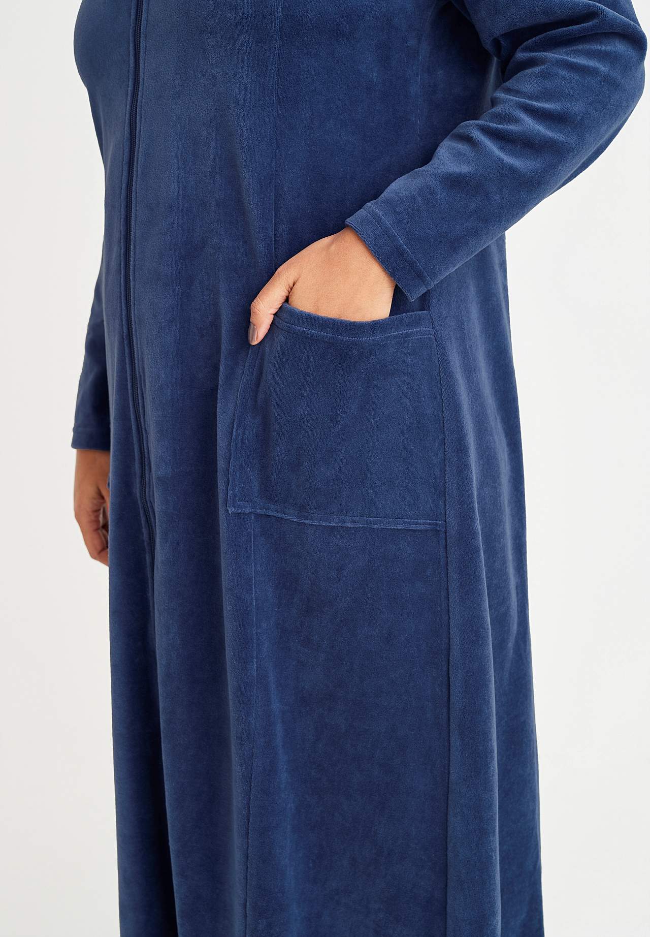 Velour, lang morgenkåbe