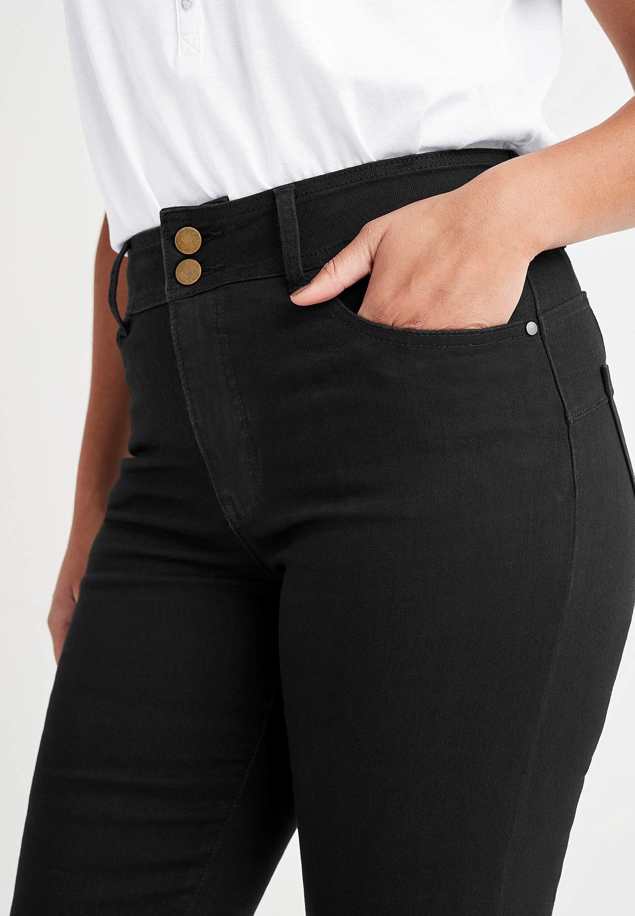 Elastiske crop jeans med shaping-effekt