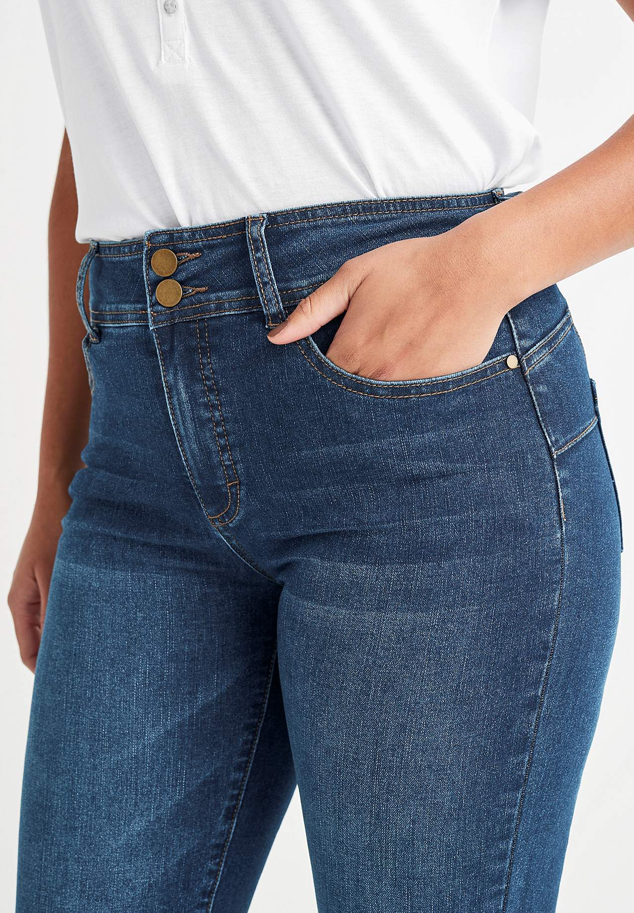 Elastiske crop jeans med shaping-effekt