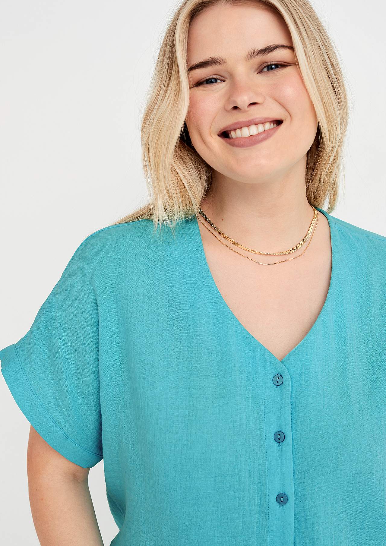 Gennemknappet bluse i bomuldsmusselin