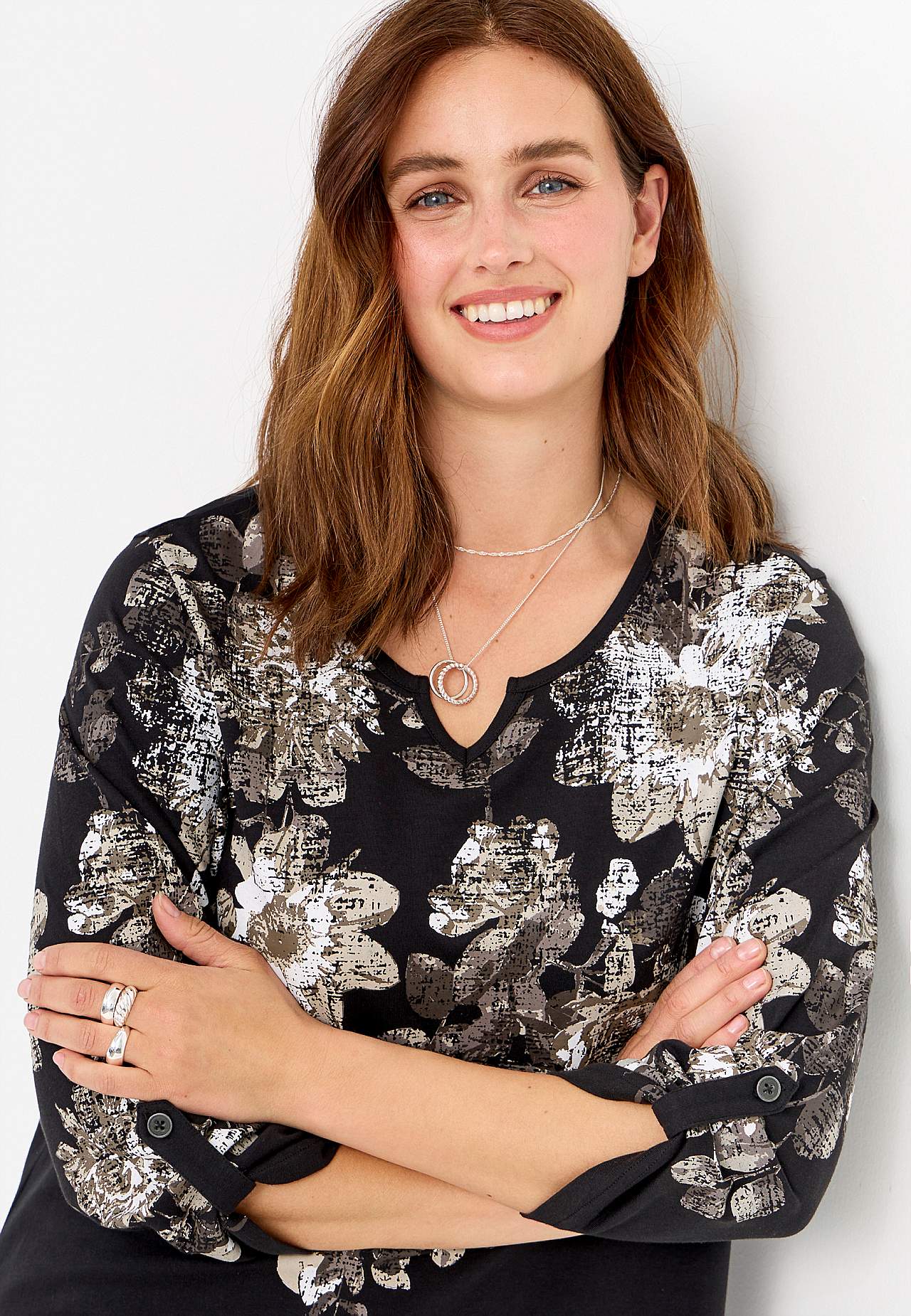 Mønstret jerseytop
