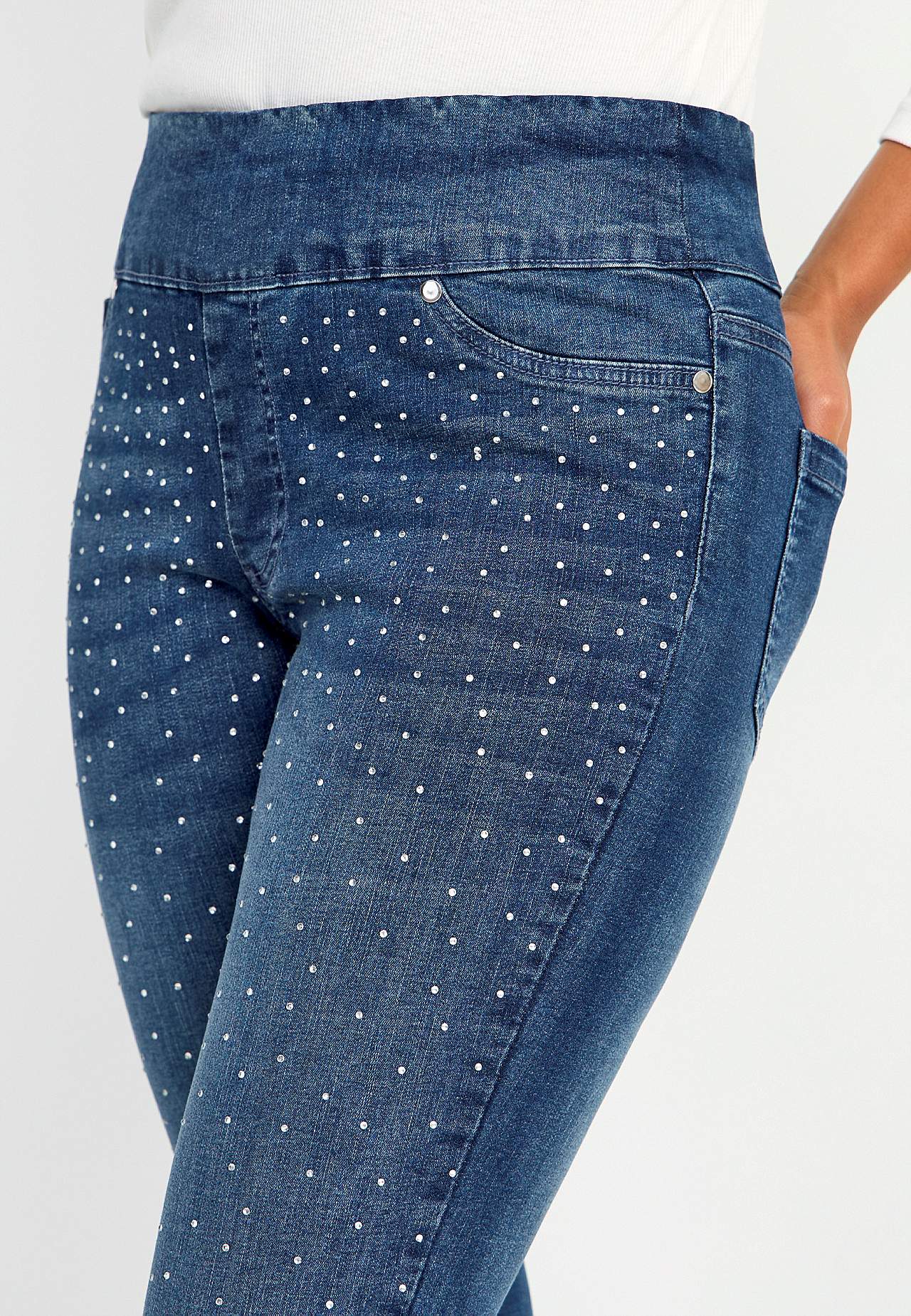 Elastisk jegging med rhinstensdetaljer