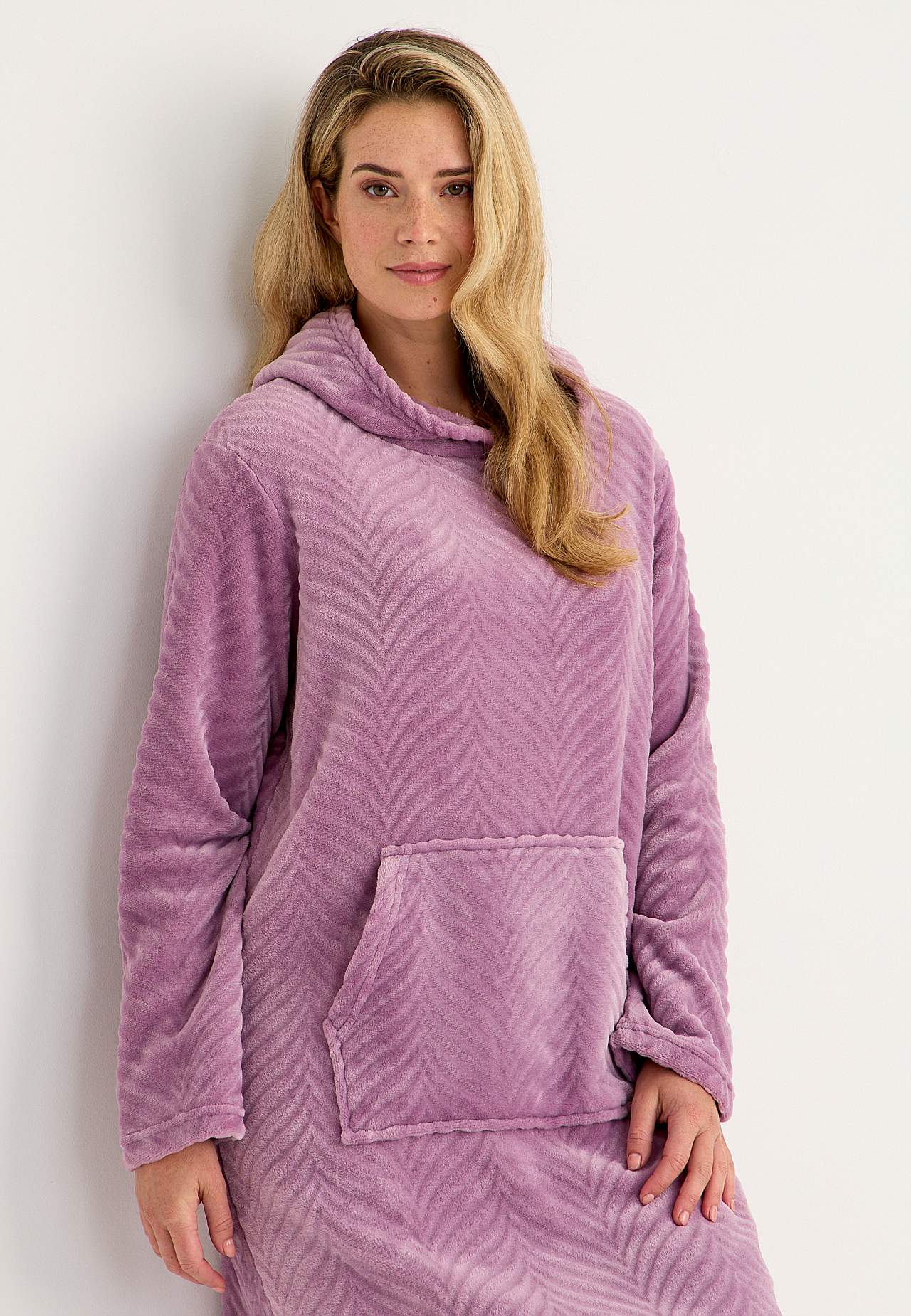 Morgenkåbe i mønstret fleece Lotta
