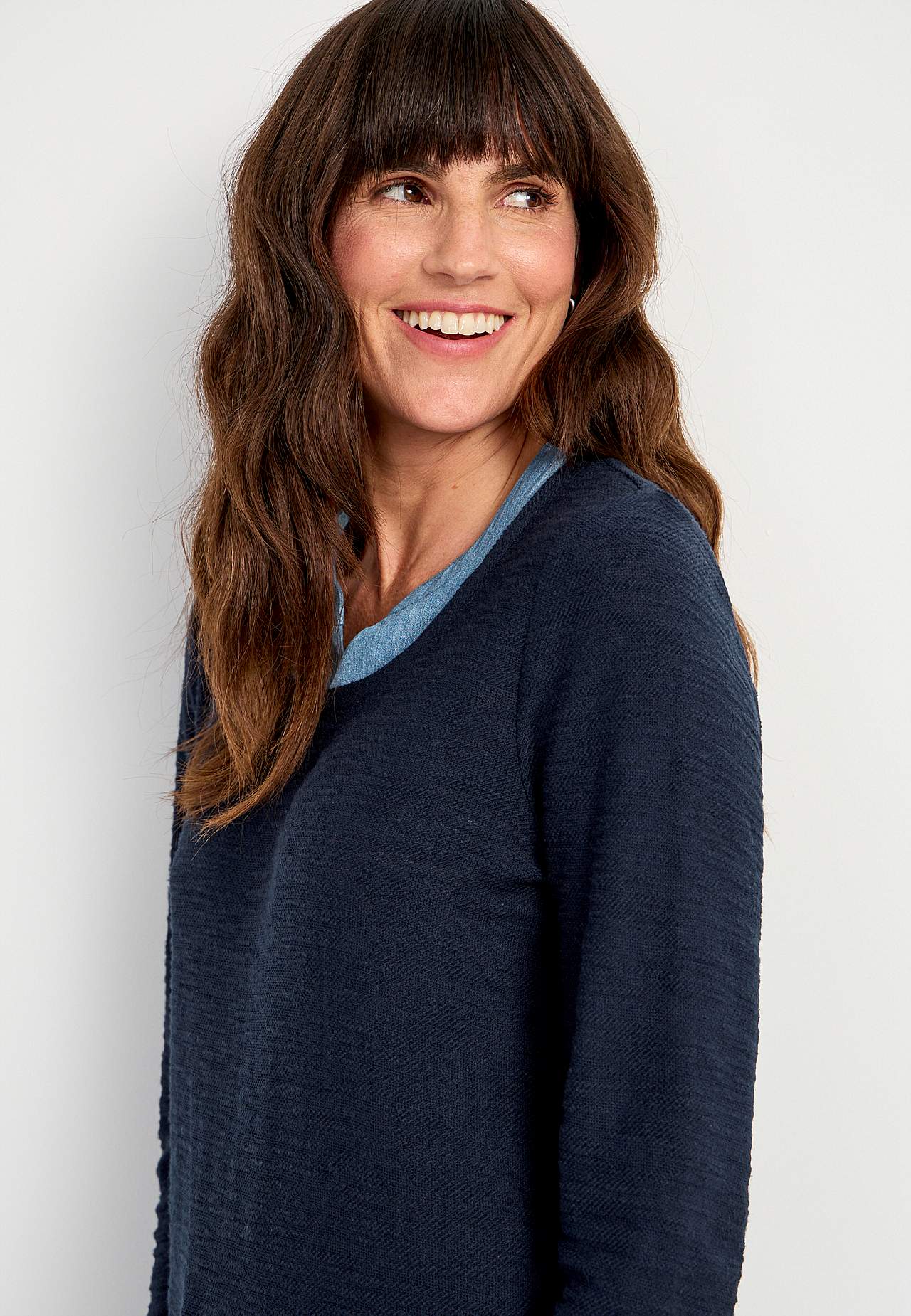 Jerseytunika med detaljer i denim