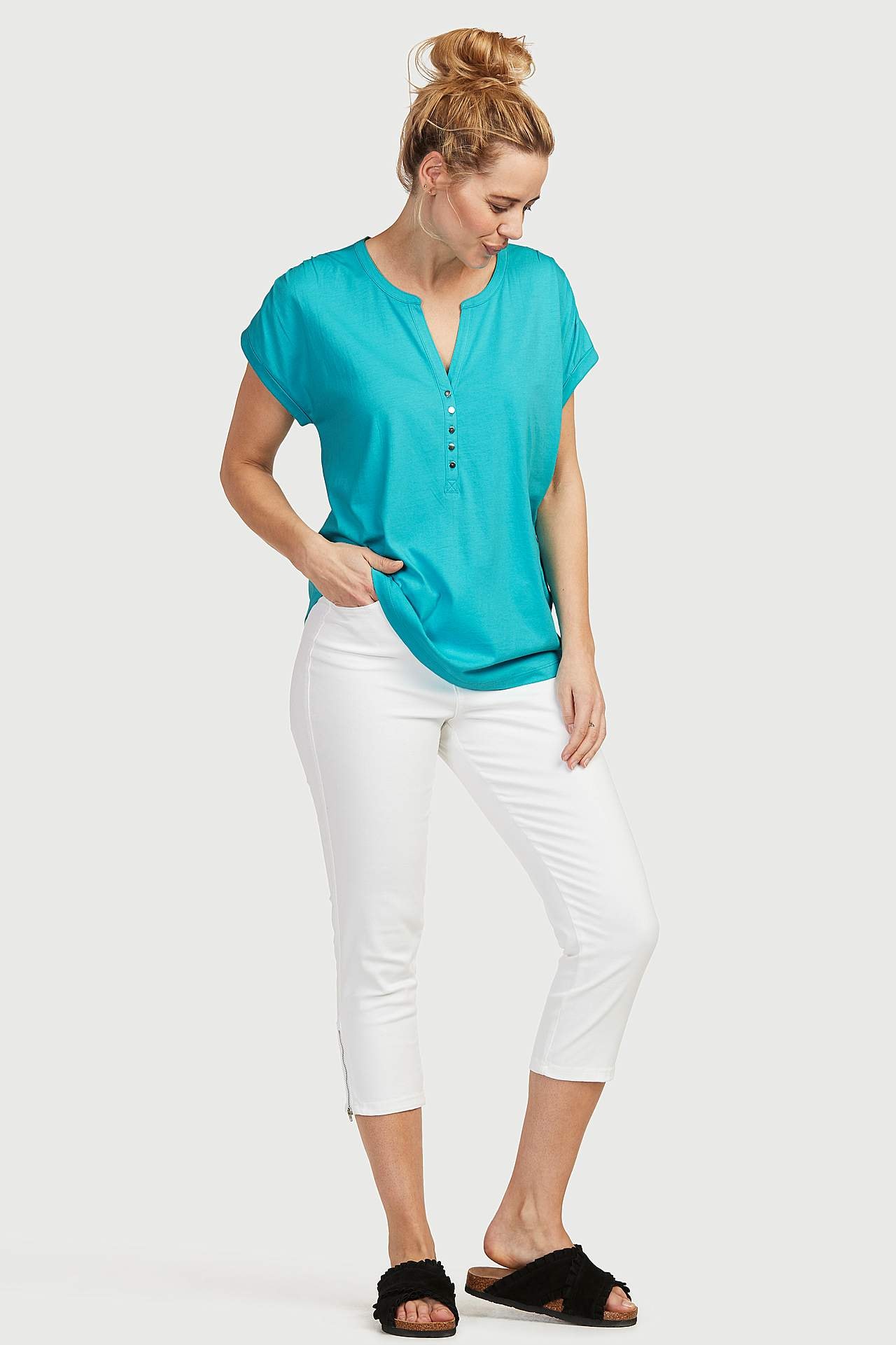 Jerseytop med metalknapper