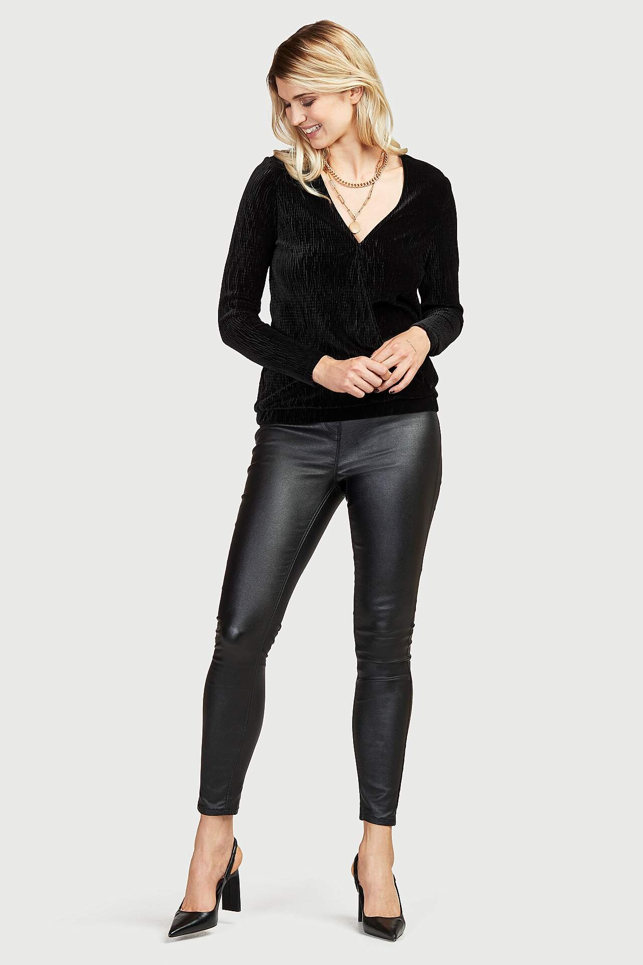 Slå-om top i plisseret fløjl