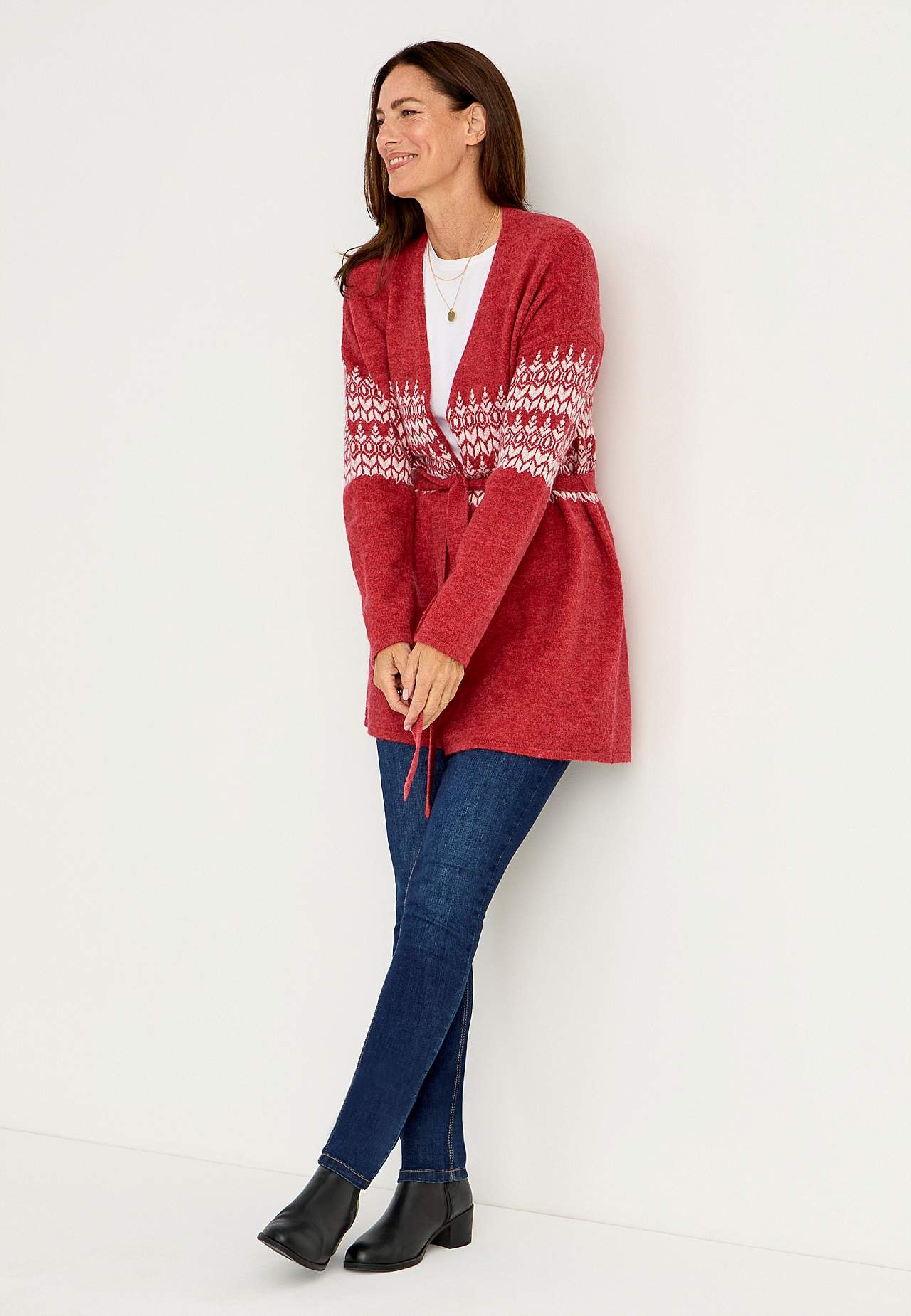 Jacquard-strikket cardigan