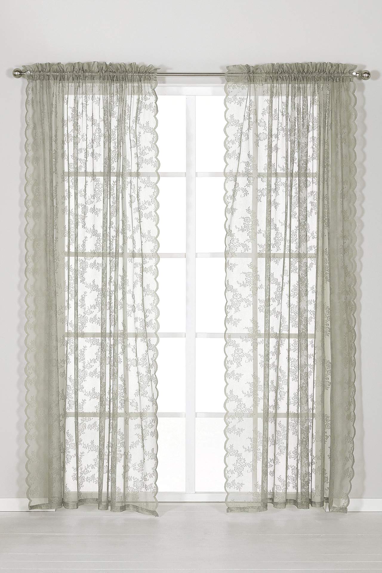 Mønstret blondegardin Rosalyn 2-pack