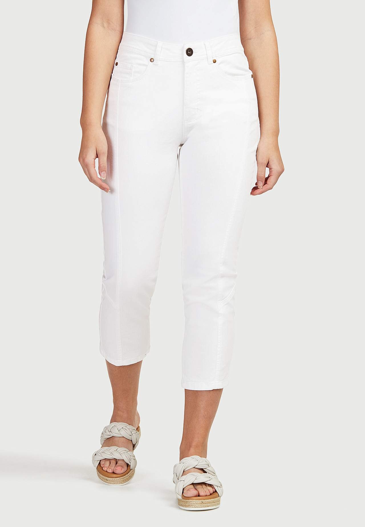 Crop jeans med design med fem lommer