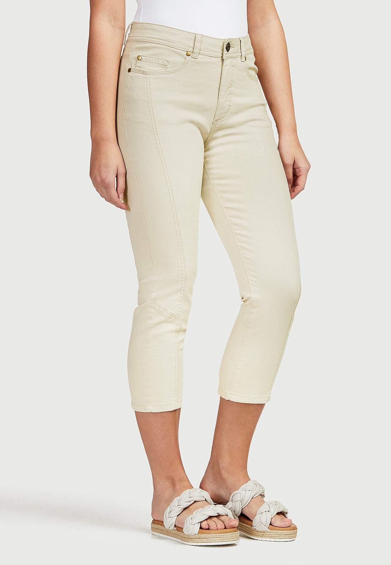 Crop jeans med design med fem lommer