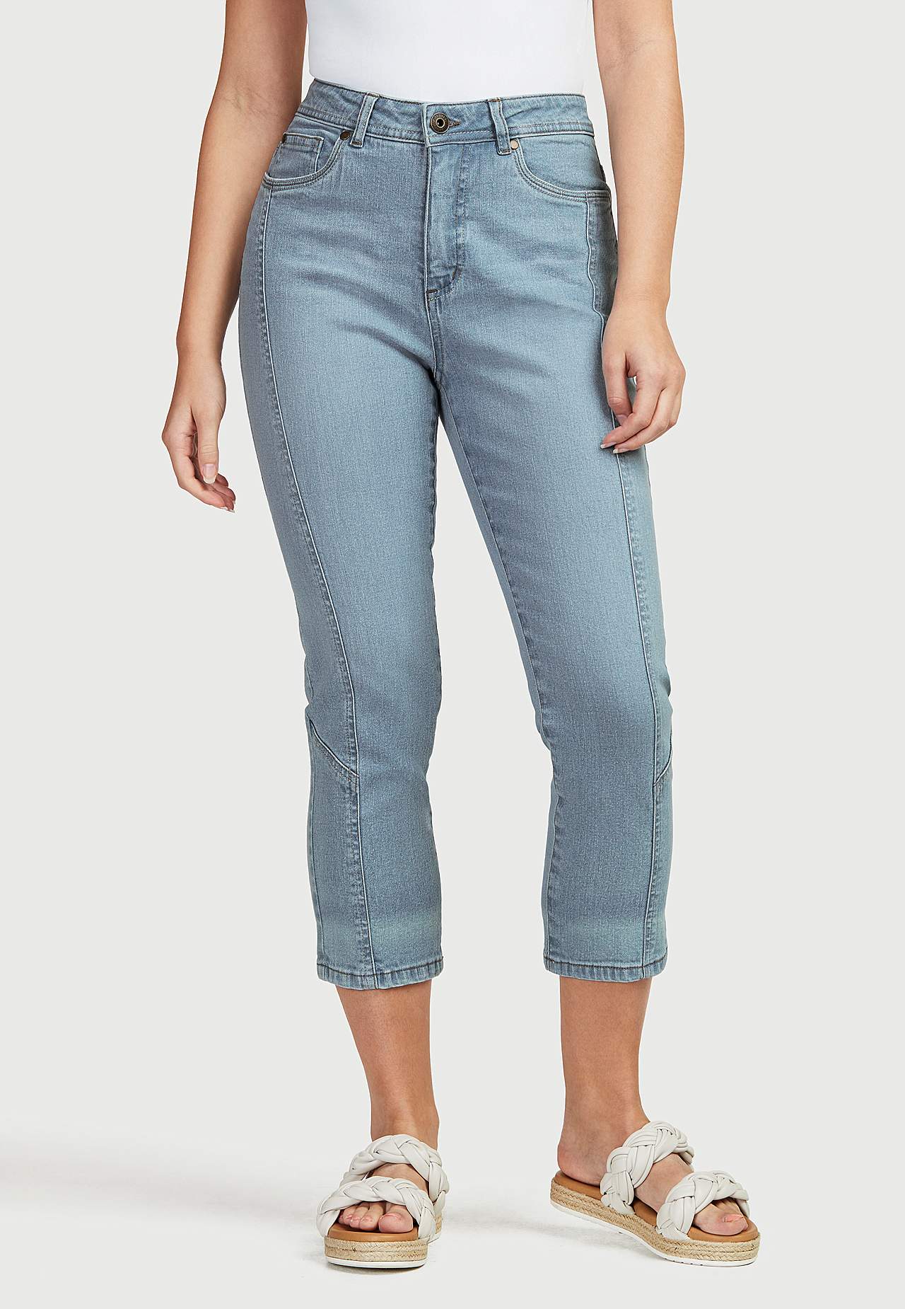 Crop jeans med design med fem lommer