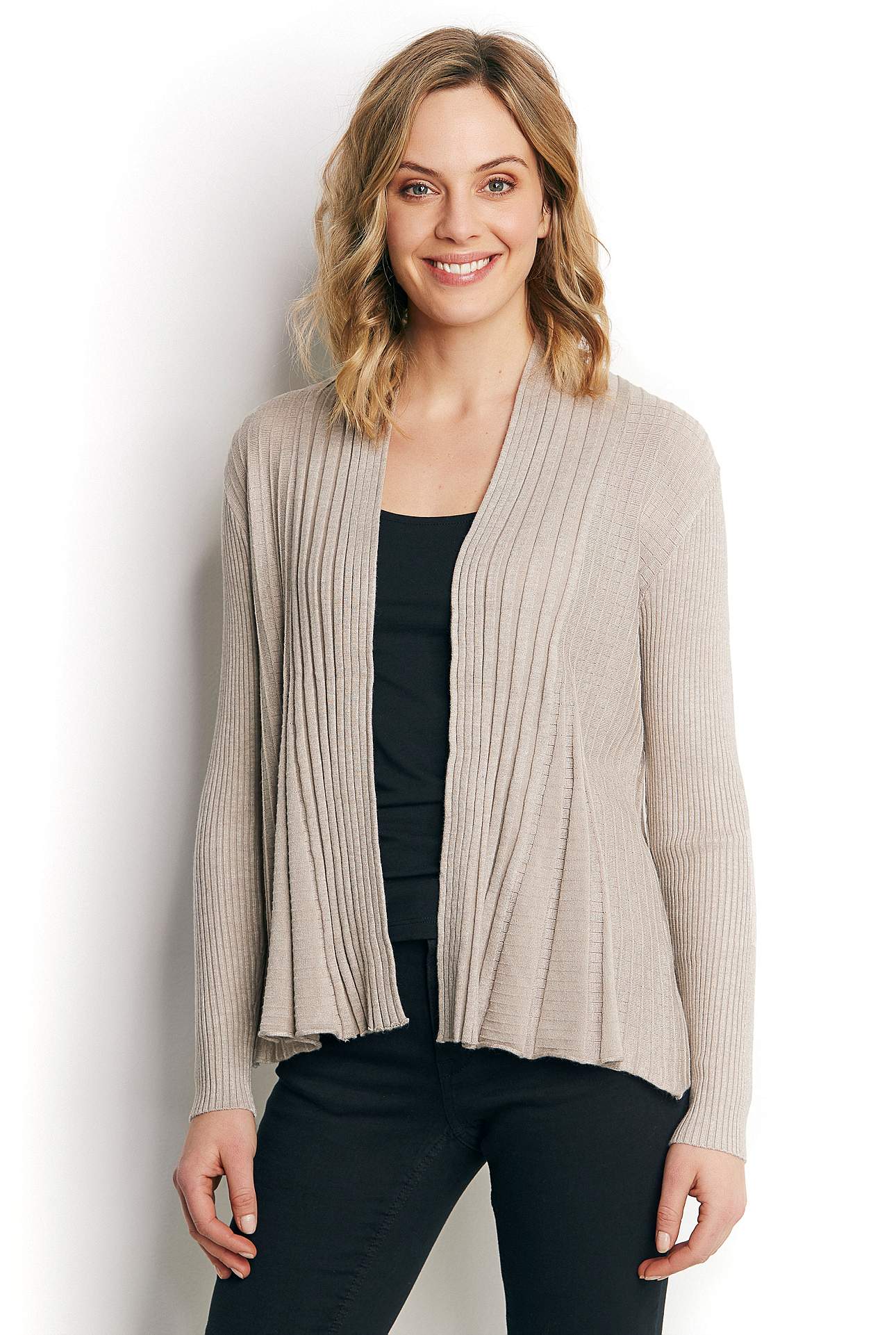 Ribbet, åben cardigan Claudisse
