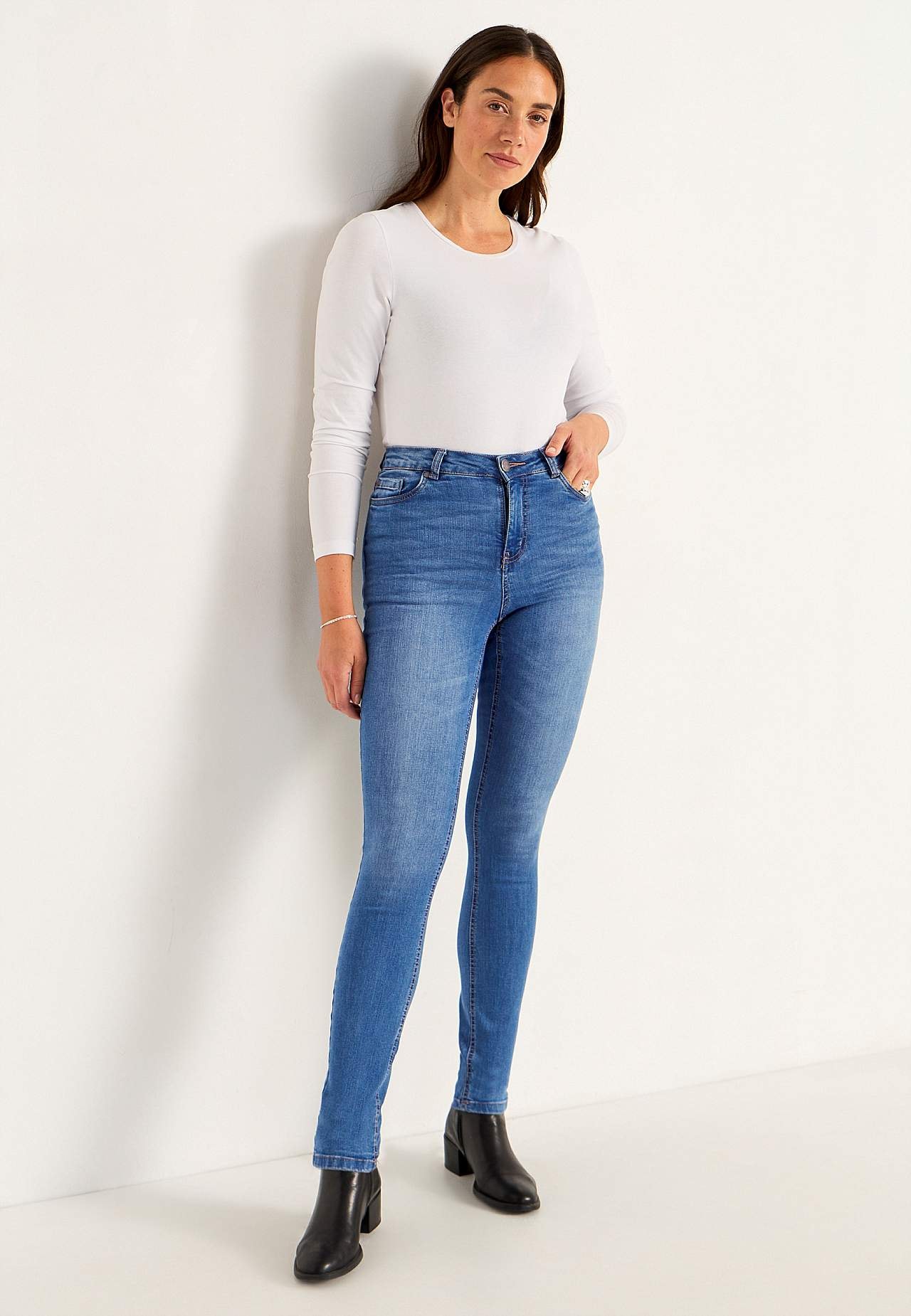 Jeans i denim med superstræk Ella