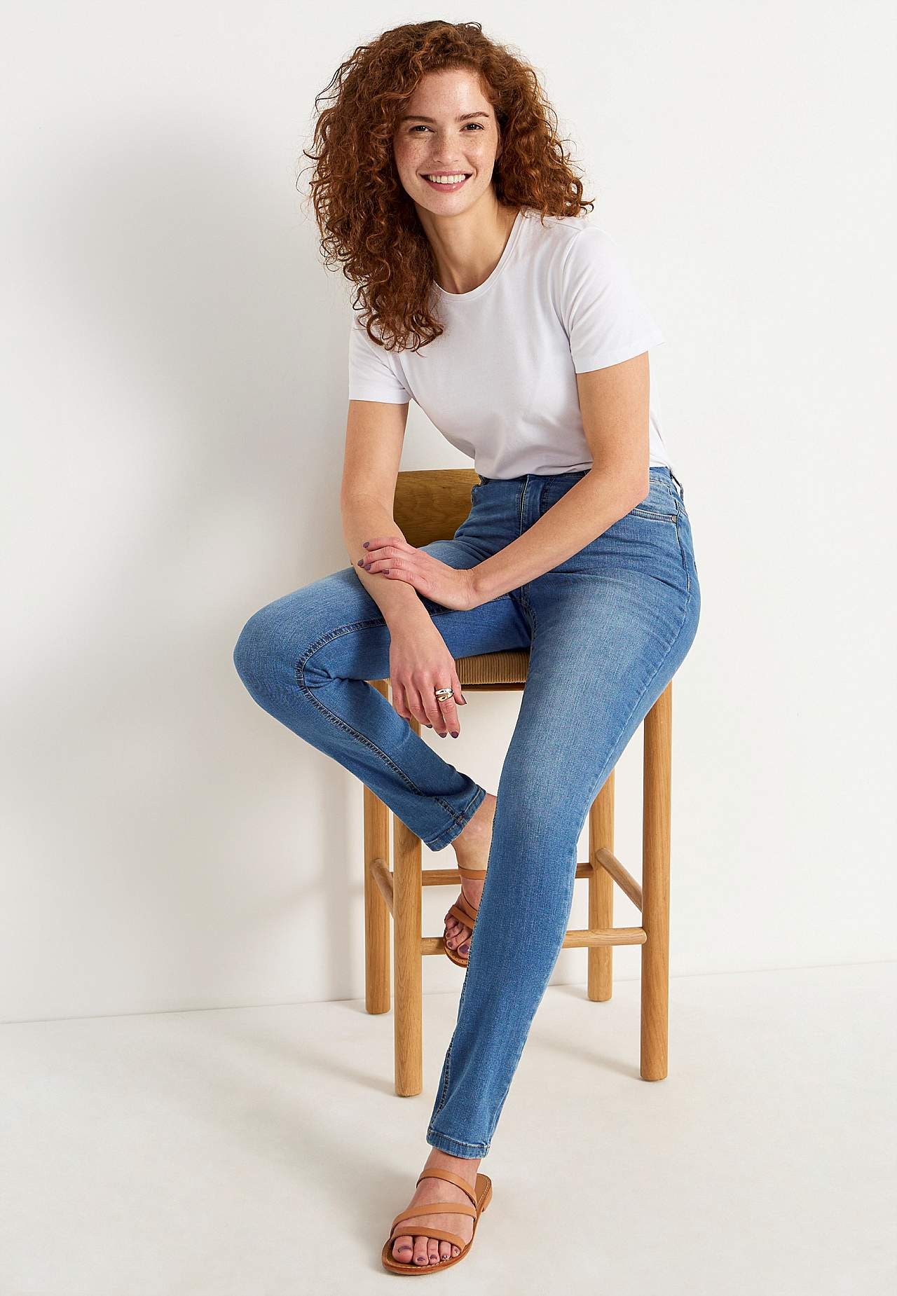 Jeans i denim med superstræk