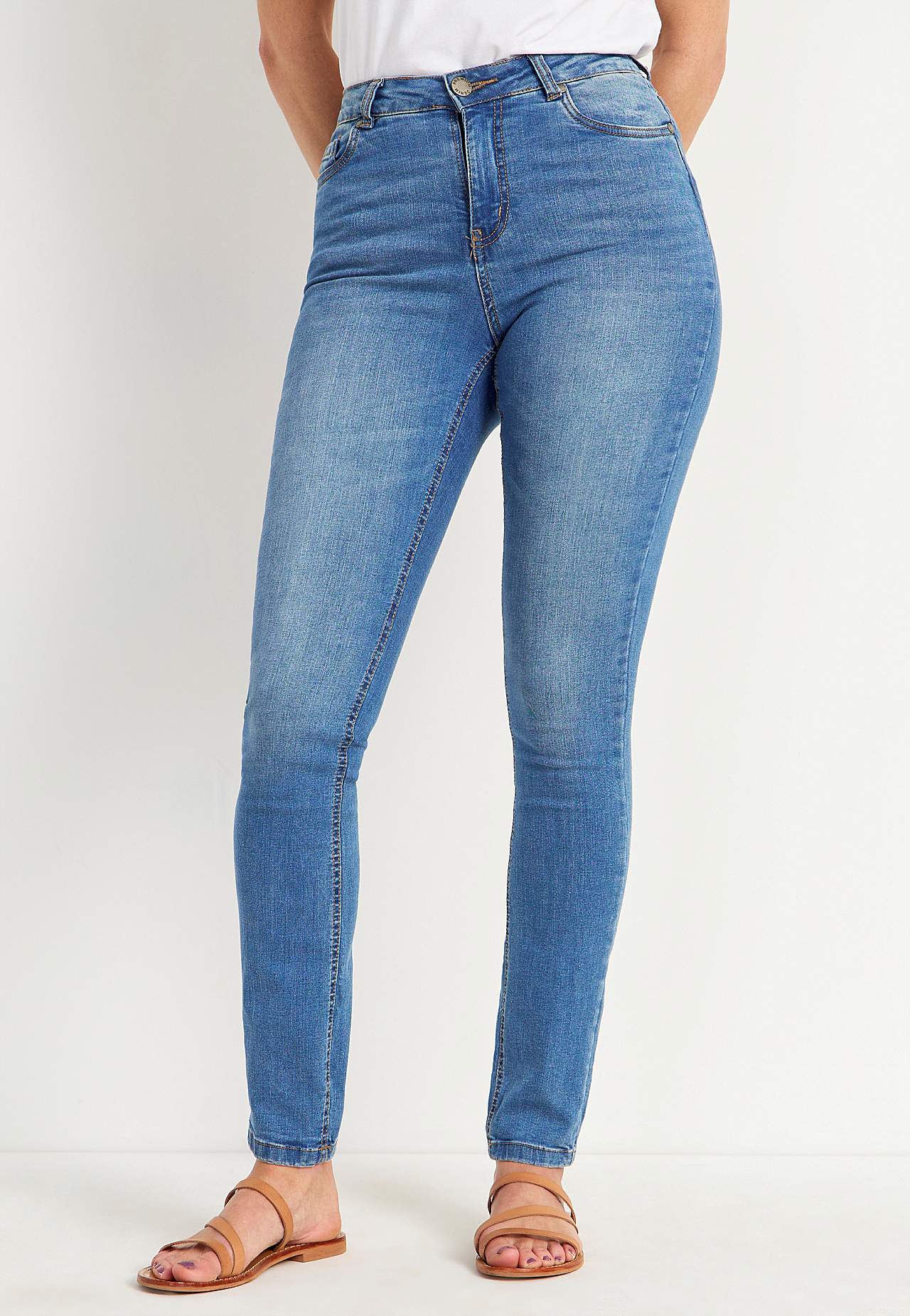 Jeans i denim med superstræk