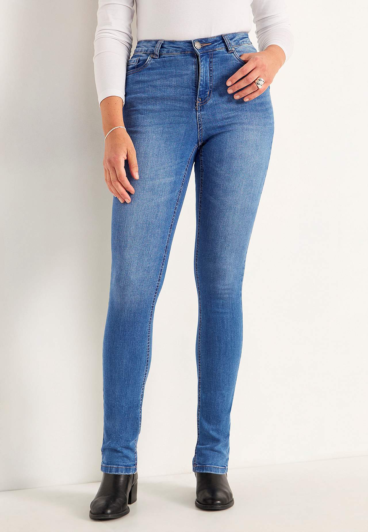 Jeans i denim med superstræk Ella