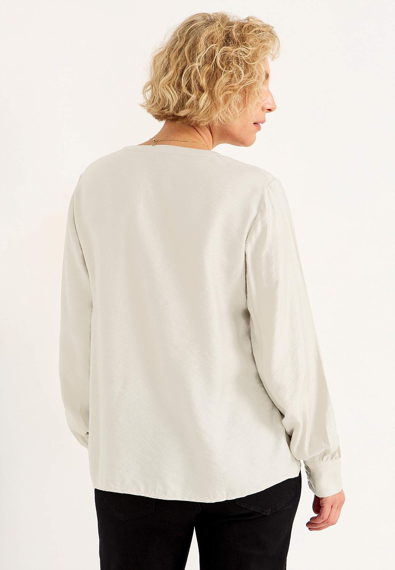 Vævet bluse med knapper