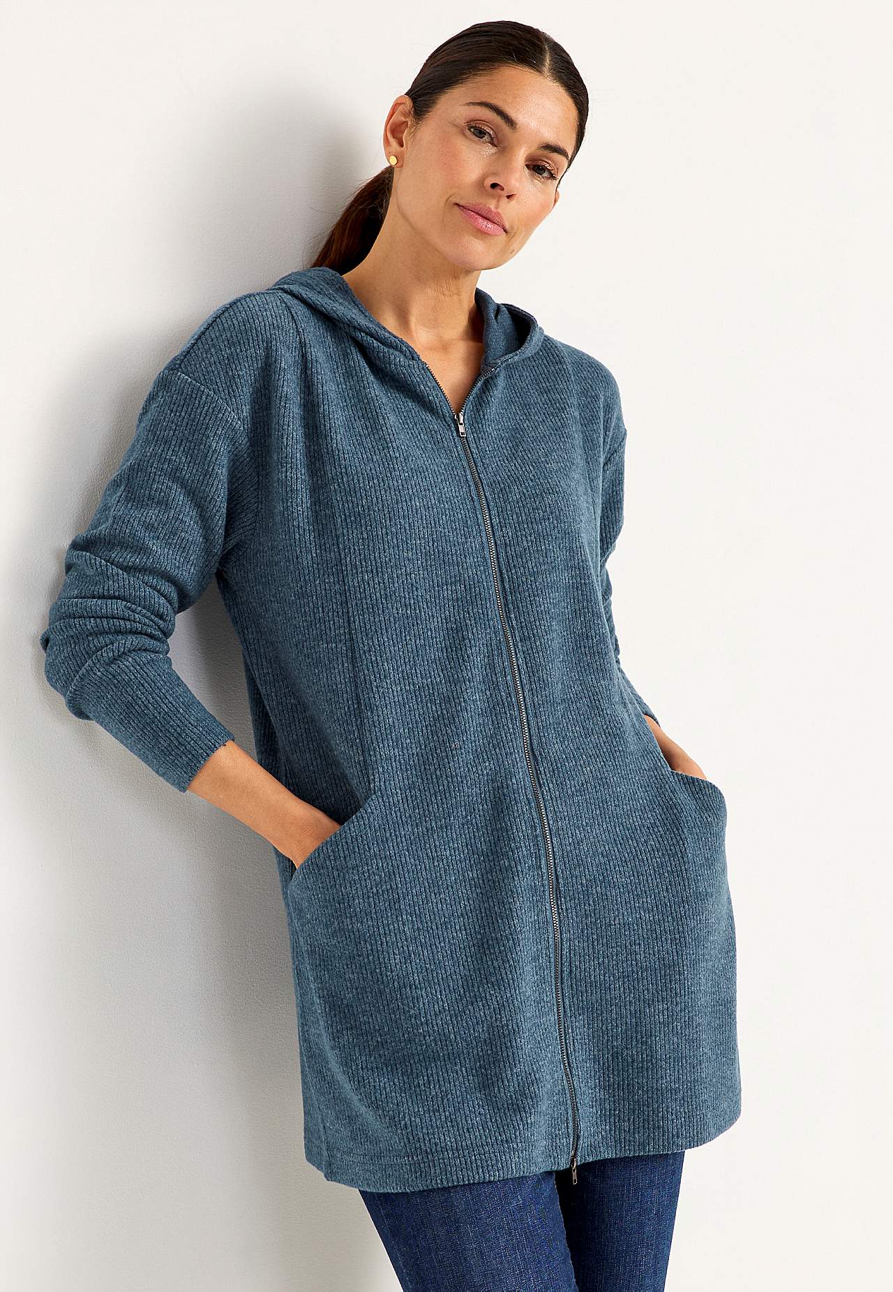 Superblød lang cardigan med lommer