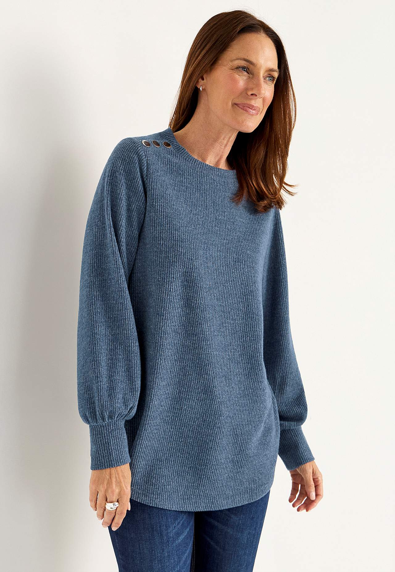 Blød jerseytrøje med knapper Beata