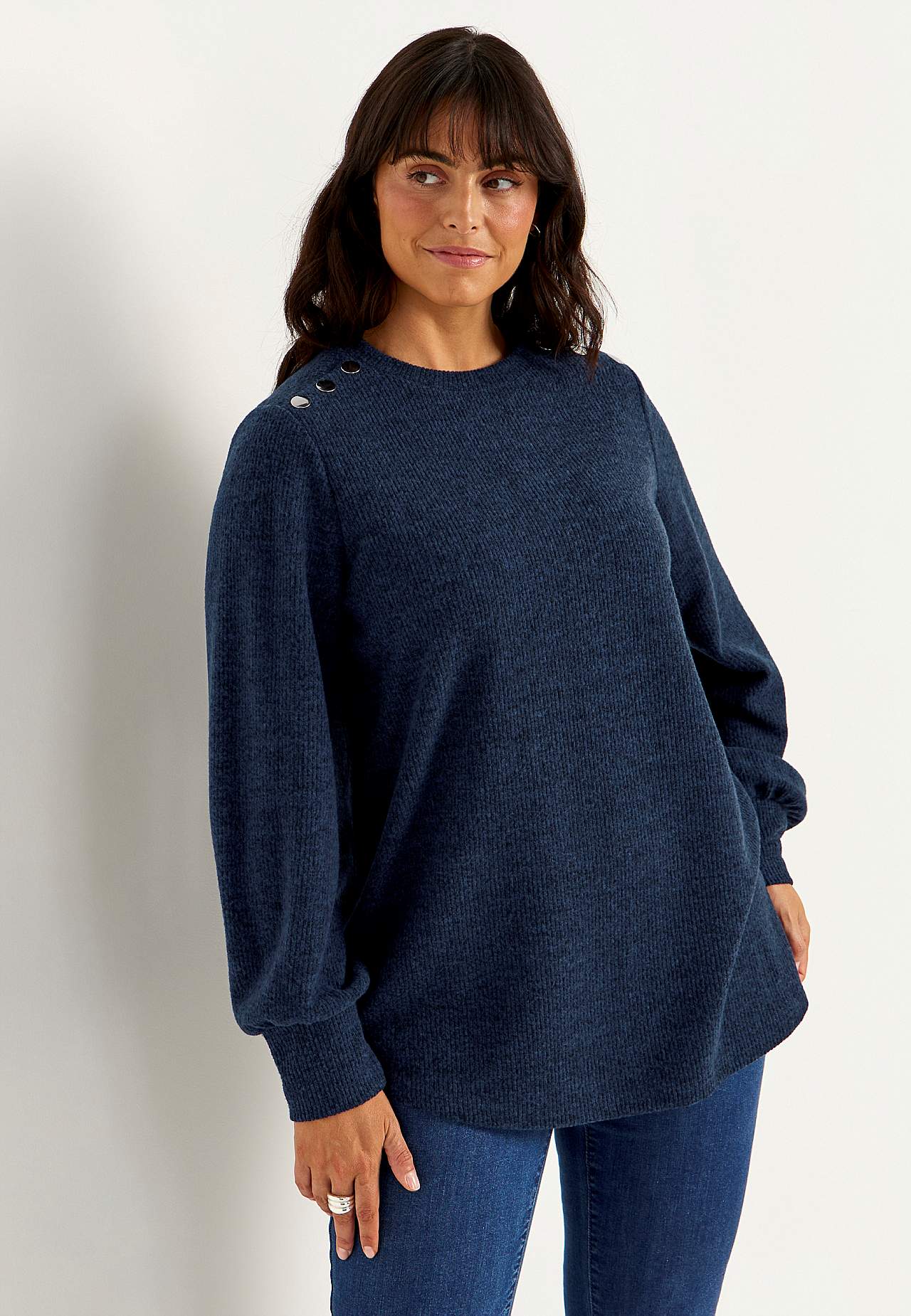Blød jerseytrøje med knapper Beata