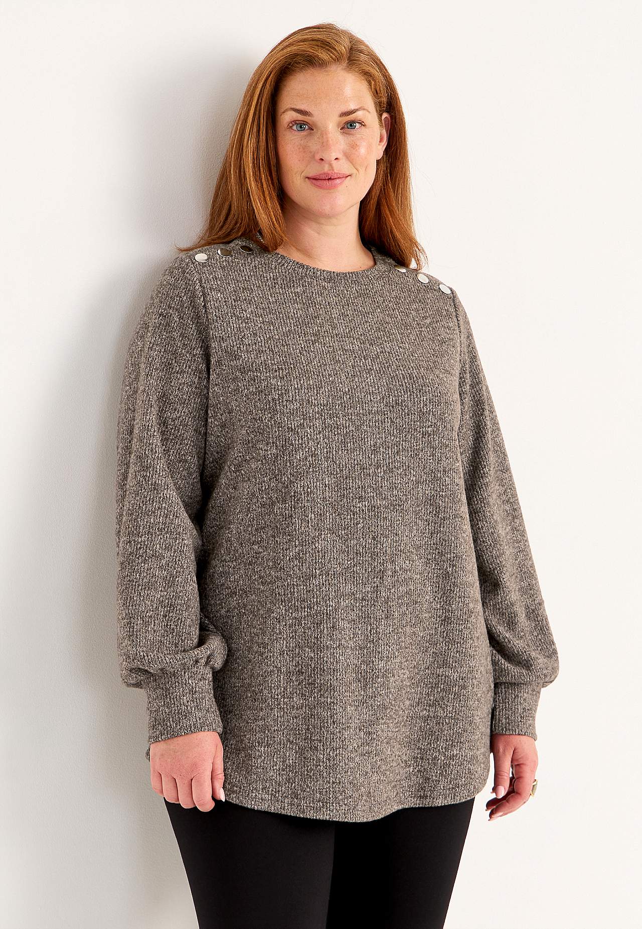 Blød jerseytrøje med knapper Beata