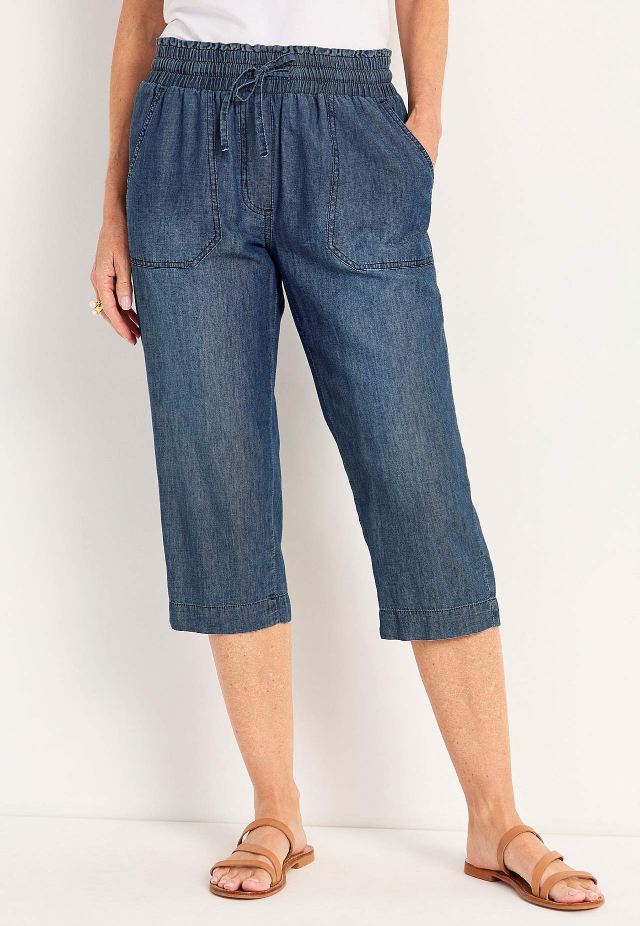 Uformelle capribukser i denim Jade