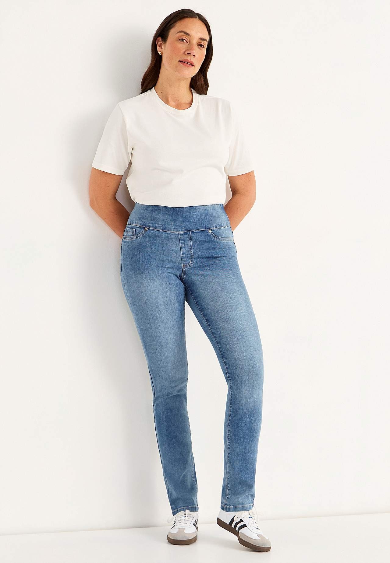 Elastisk jegging med høj elastisk talje Elin