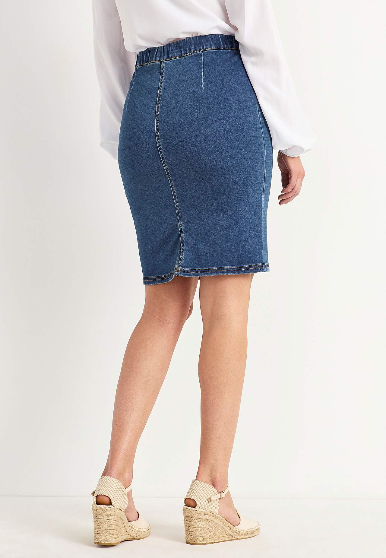 Denimnederdel i blød jersey