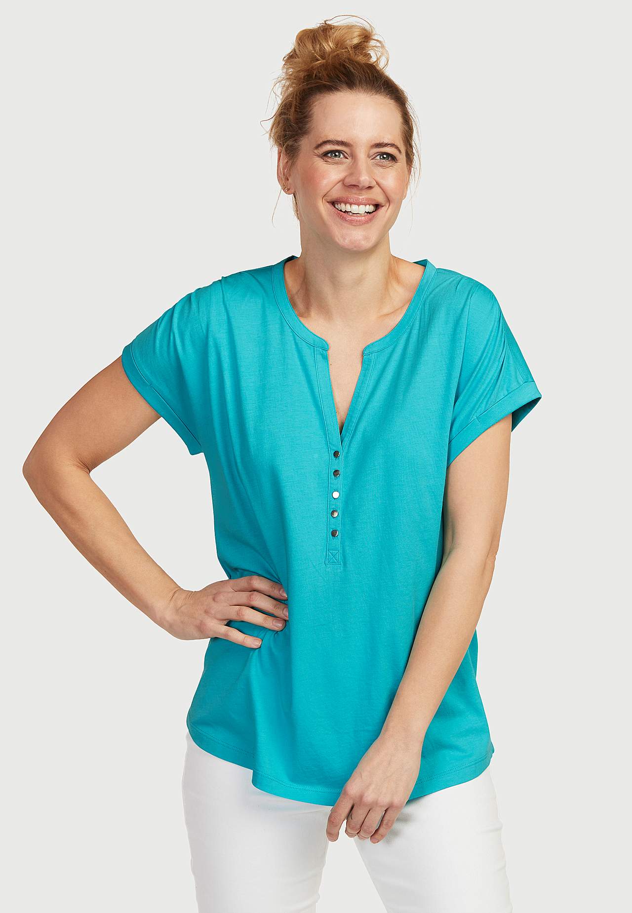 Jerseytop med metalknapper