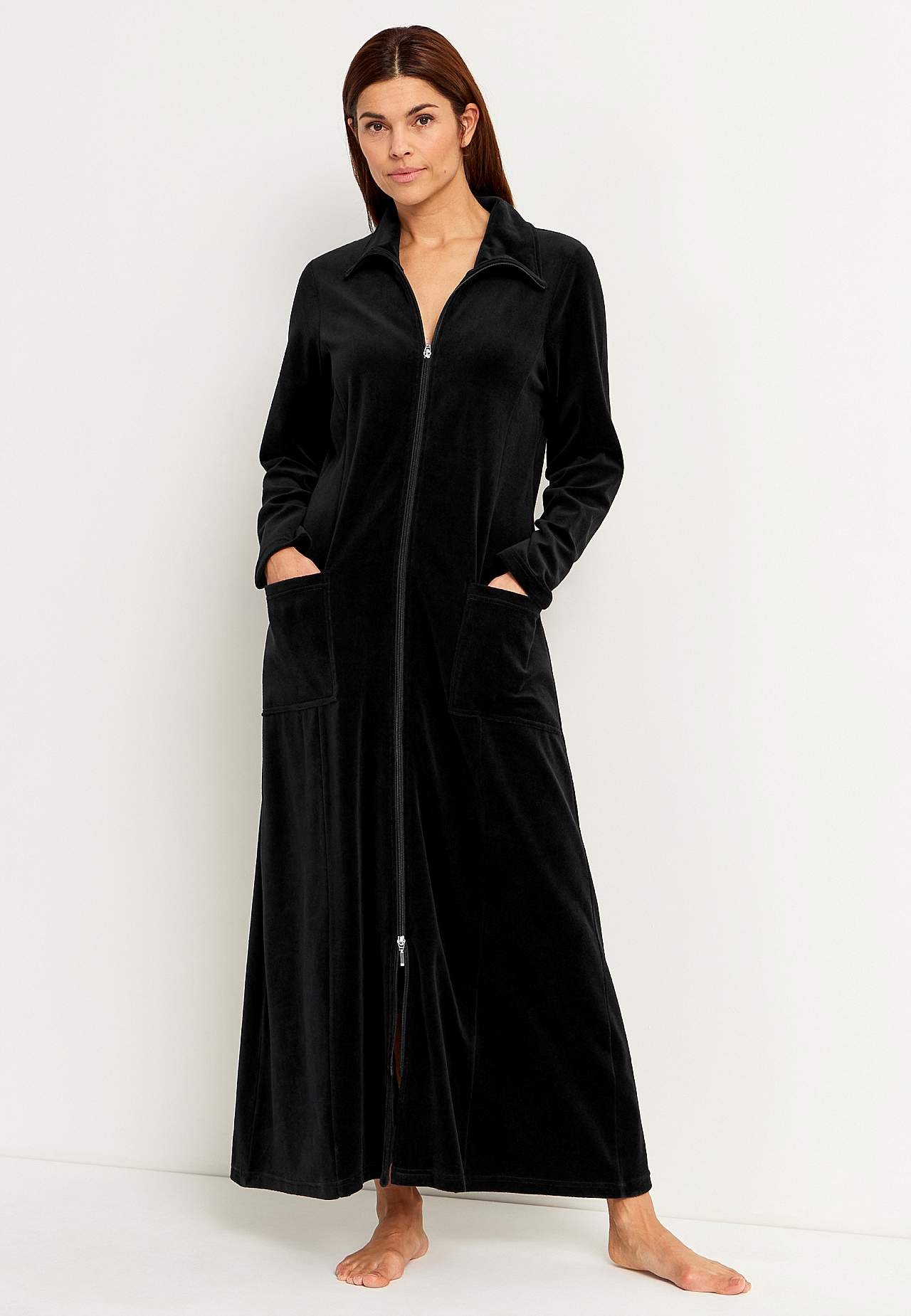 Velour, lang morgenkåbe