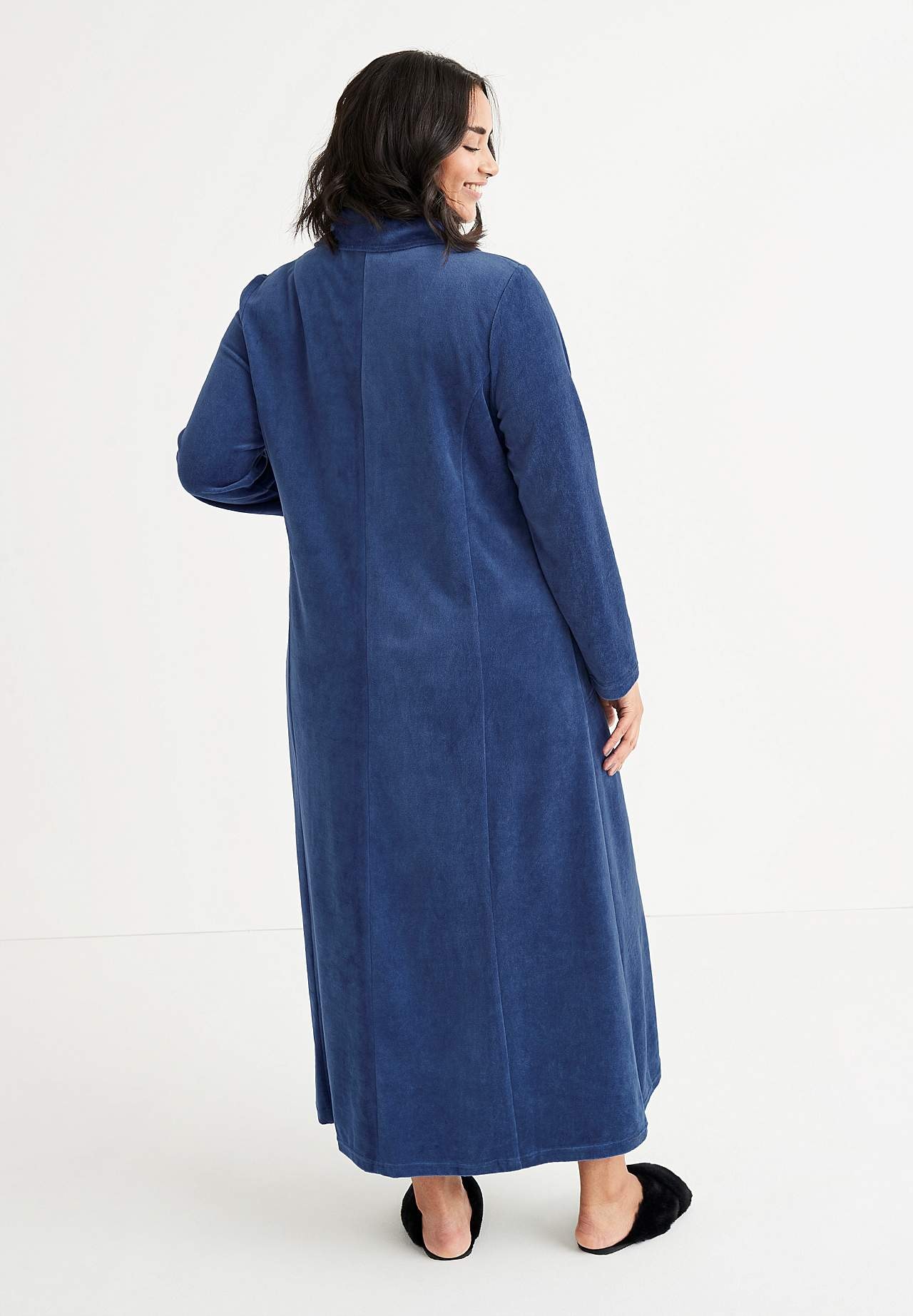Velour, lang morgenkåbe