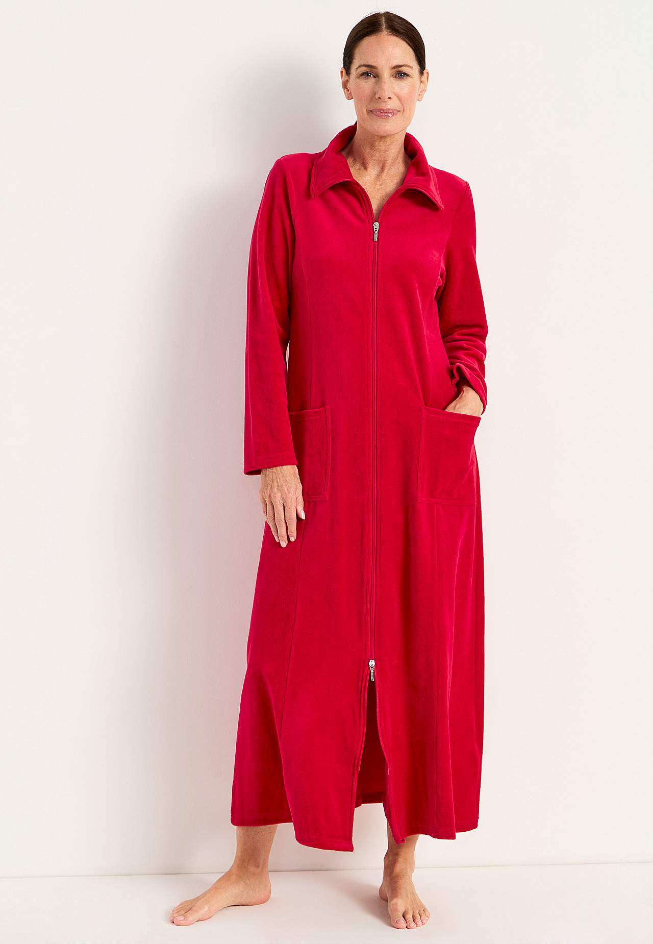 Velour, lang morgenkåbe