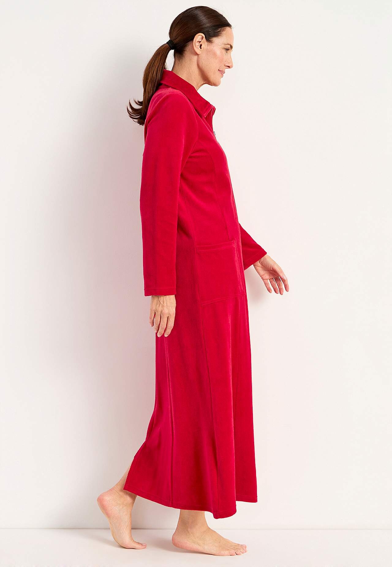 Velour, lang morgenkåbe