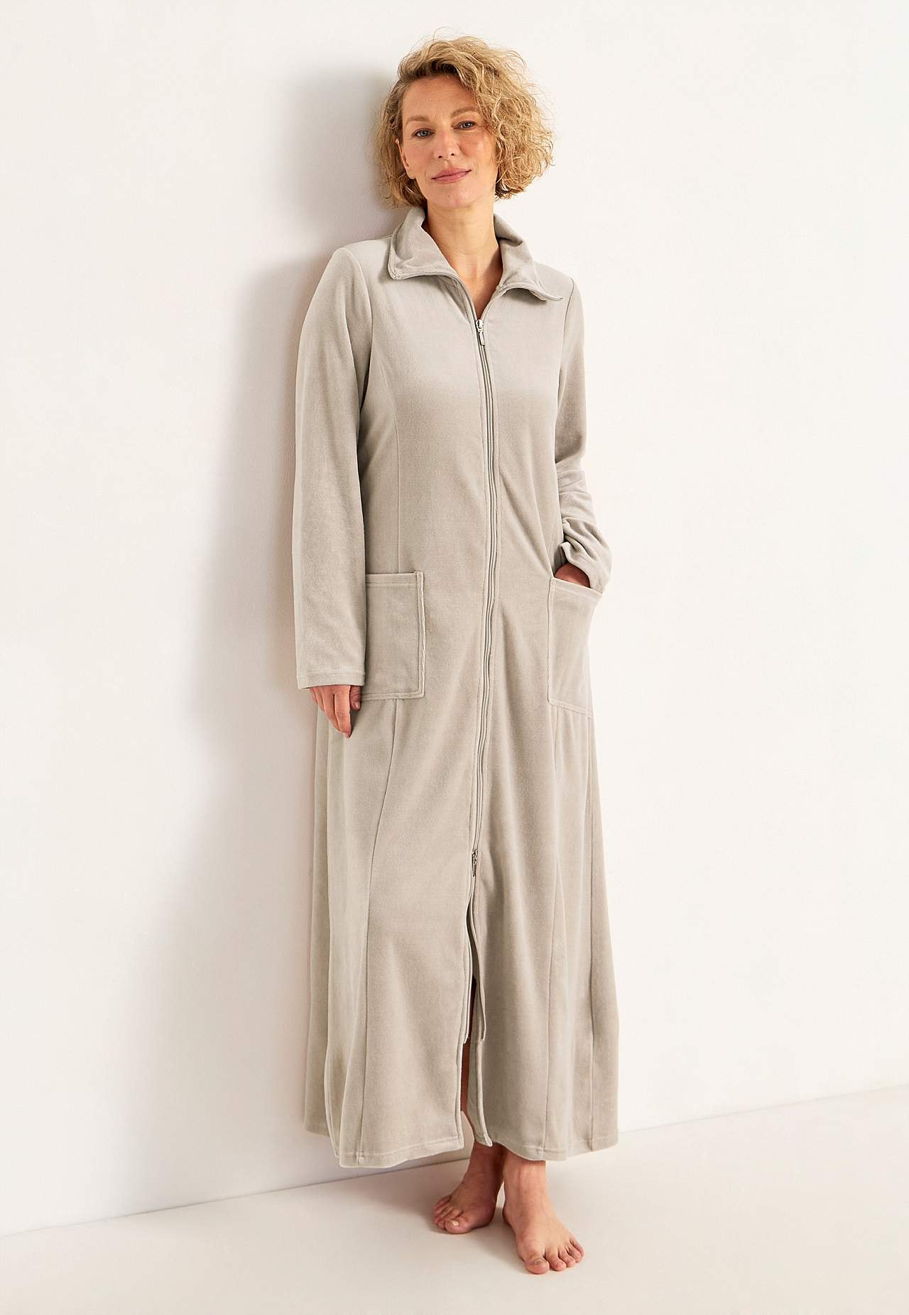 Velour, lang morgenkåbe