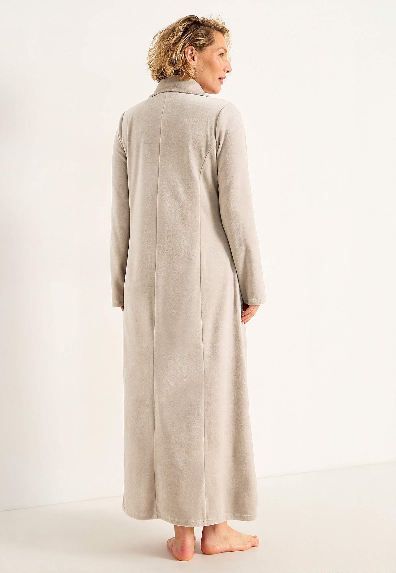 Velour, lang morgenkåbe