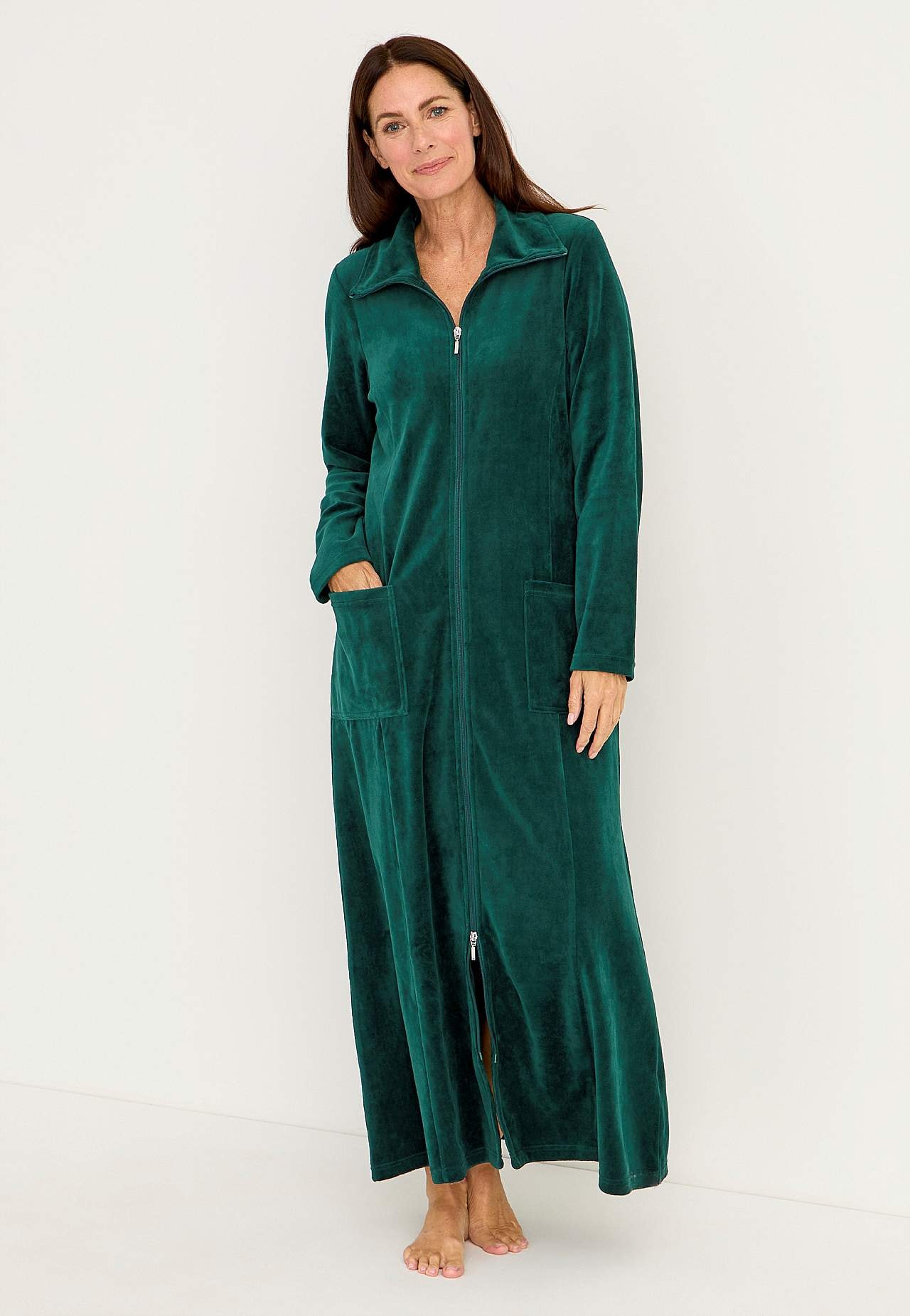 Velour, lang morgenkåbe Wilma
