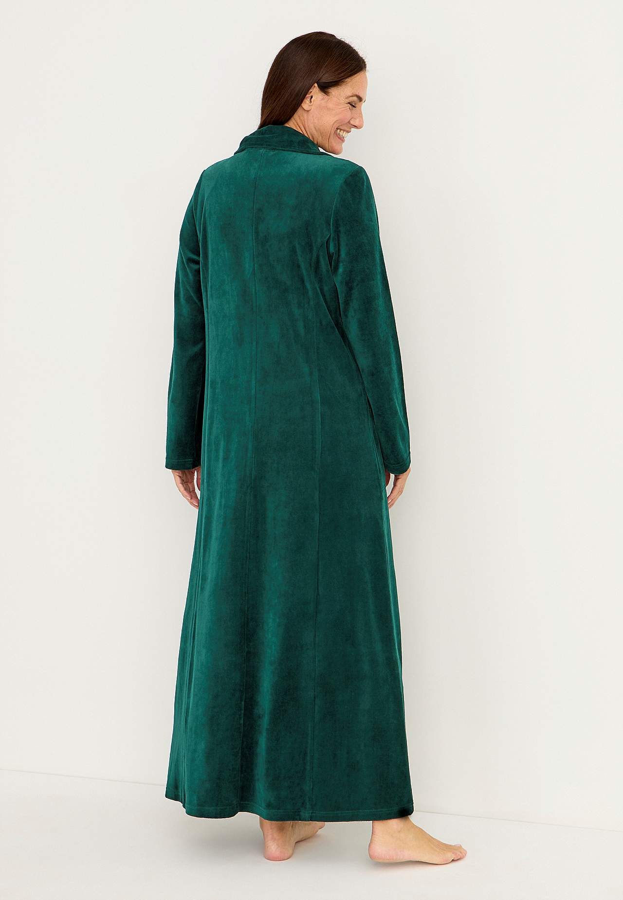 Velour, lang morgenkåbe