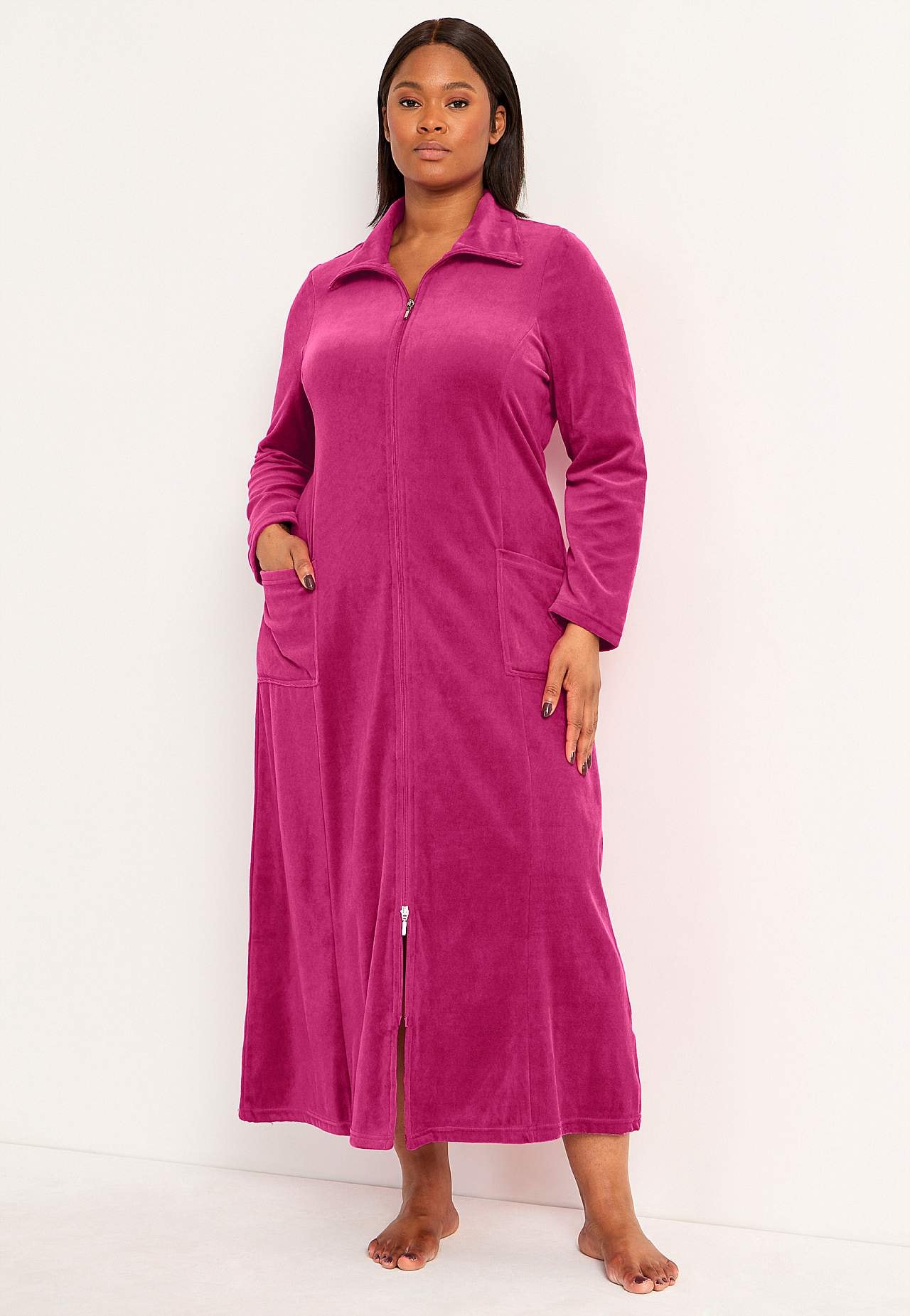 Velour, lang morgenkåbe