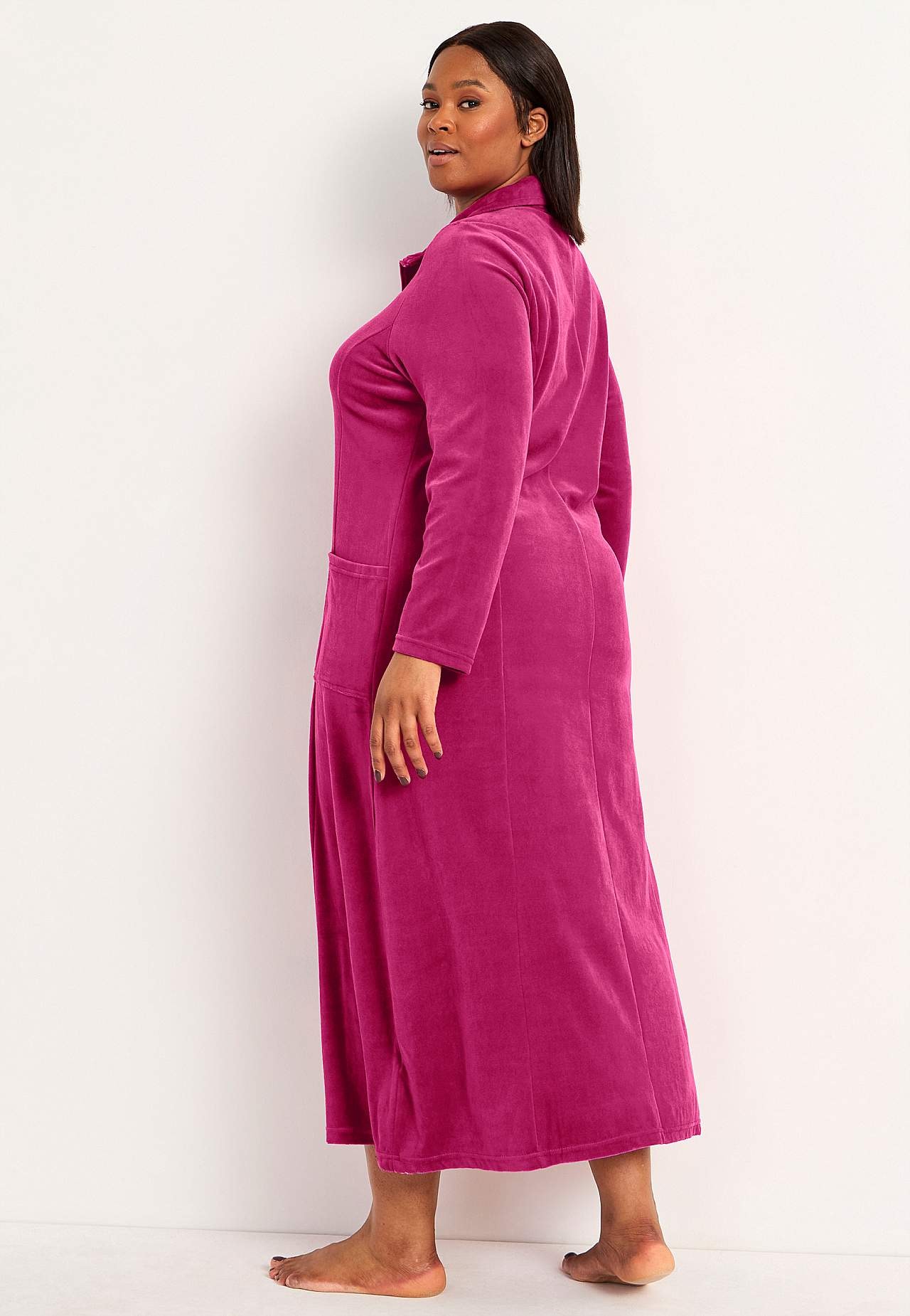 Velour, lang morgenkåbe