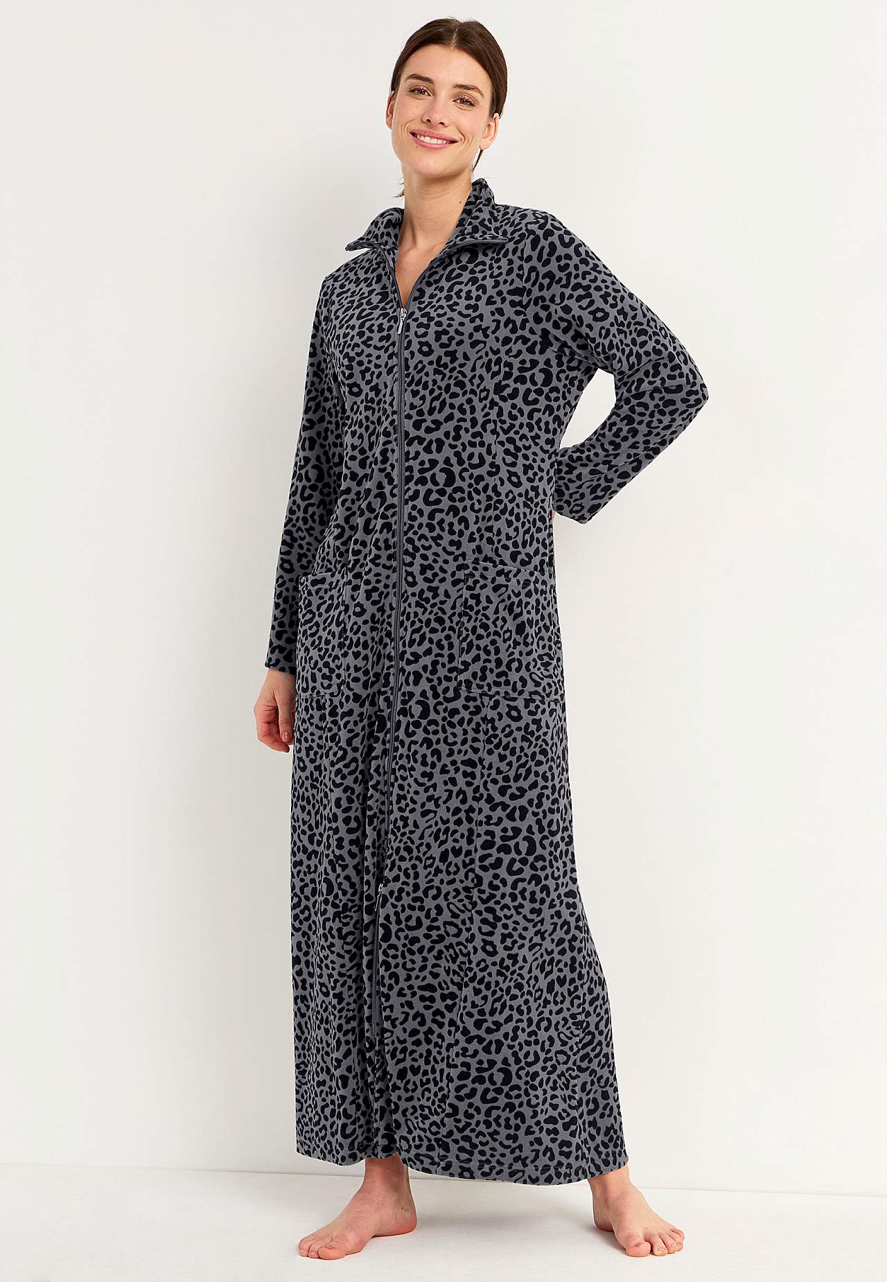 Velour, lang morgenkåbe
