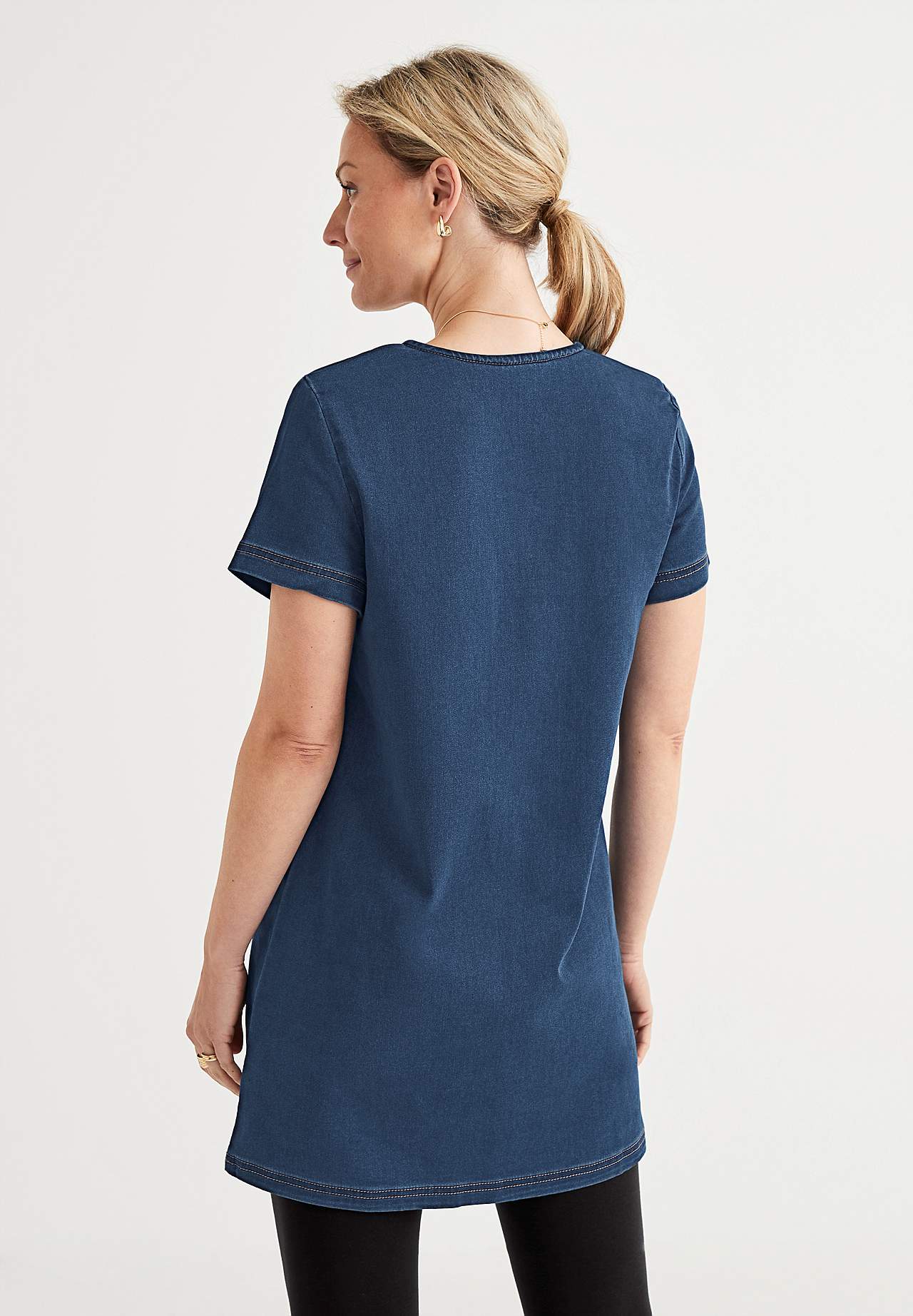 Kortærmet denimtunika