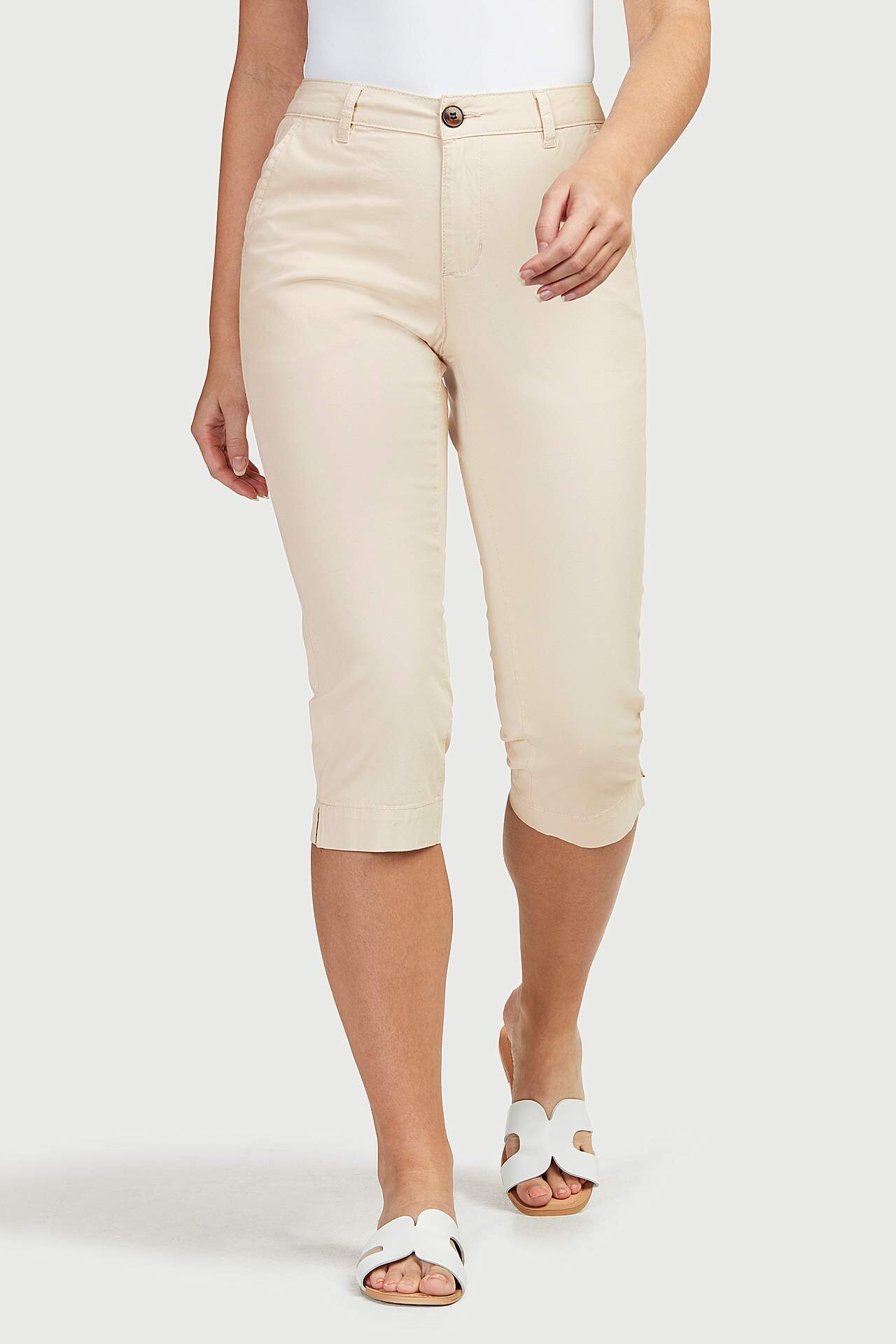 Capribukser i bomuldstwill med stræk